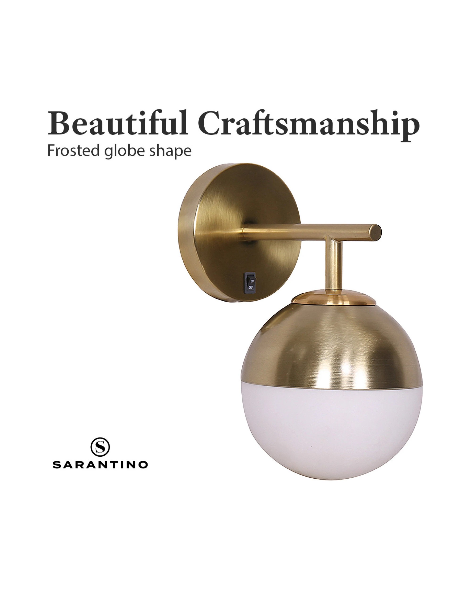 6 Sarantino Wall Lamp With Gold Metal Base And White Glass Shade, 6 of 10