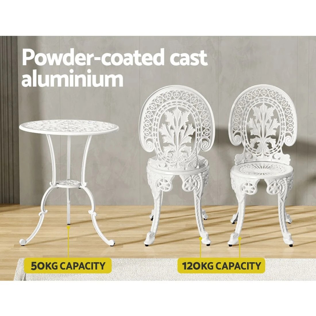 6 Gardeon 3PC Patio Furniture - White, 6 of 7