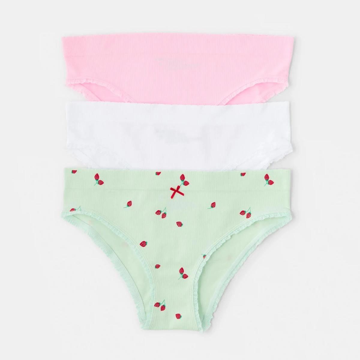 1 3 Pack Seamfree Rib Bikini Briefs BERRY, WHITE, PINK LADY, 1 of 8