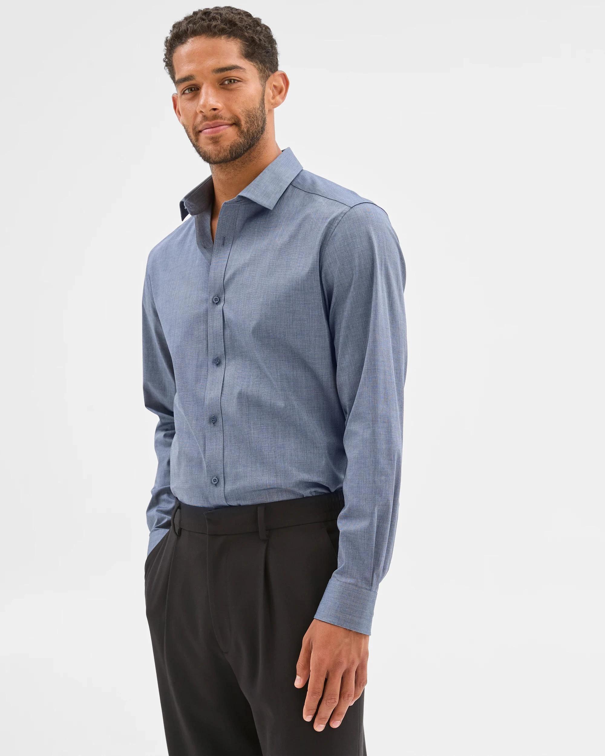 4 Slim Stretch Shirt - Preview MID BLUE, 4 of 6