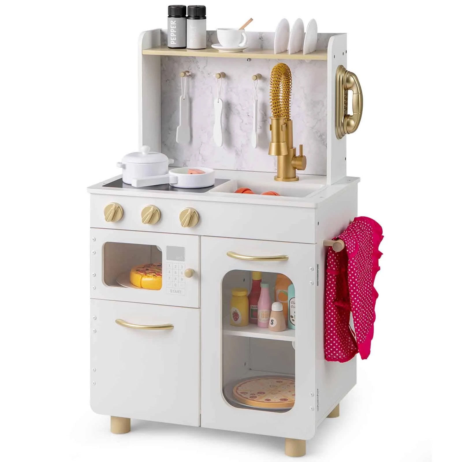 1 Costway Pretend Play Kitchen Kids Wooden Toy, 1 of 2
