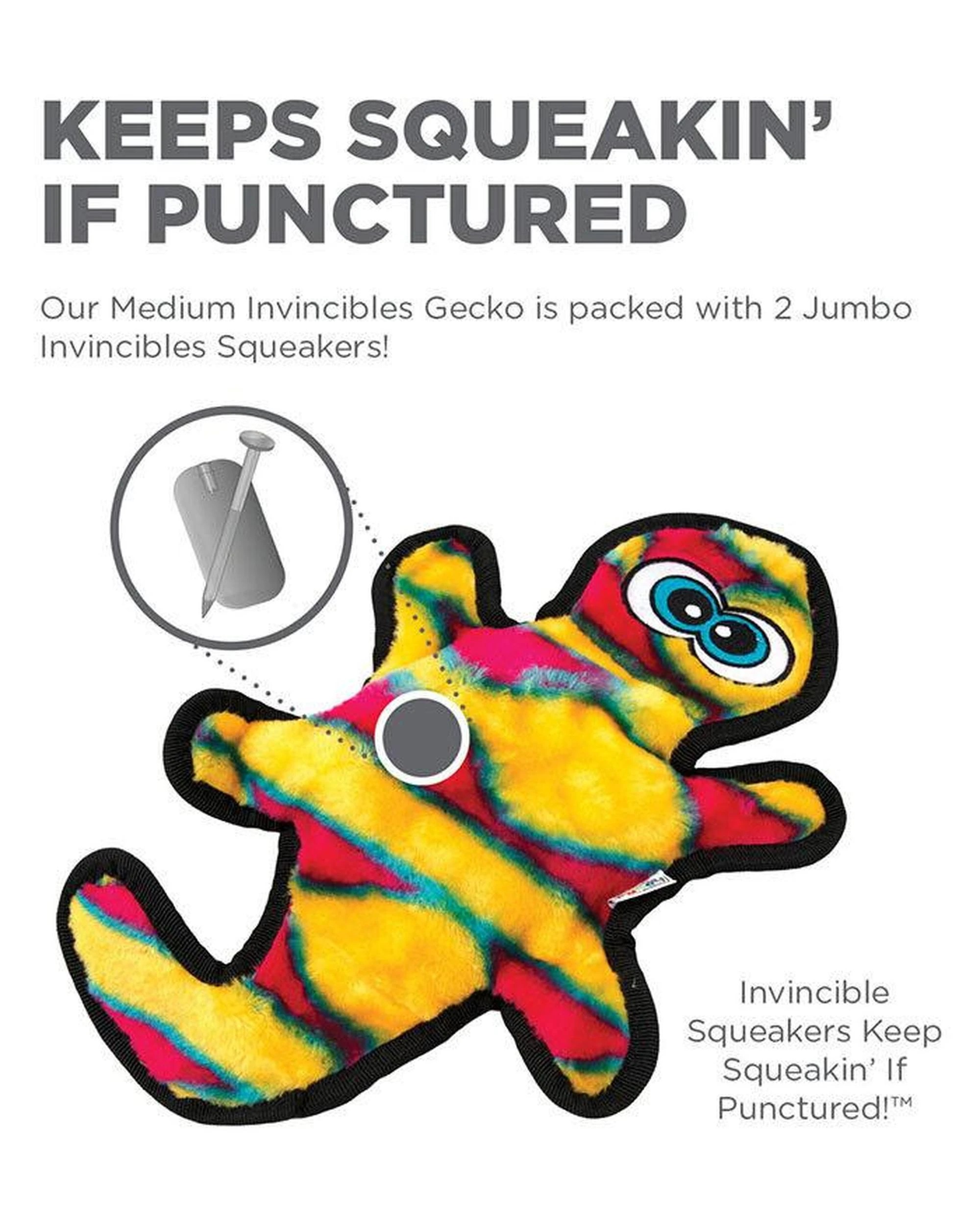 2 Outward Hound Invincible Gecko Interactive Dog Toy with 2 Squeaker Red/Orange, 2 of 4