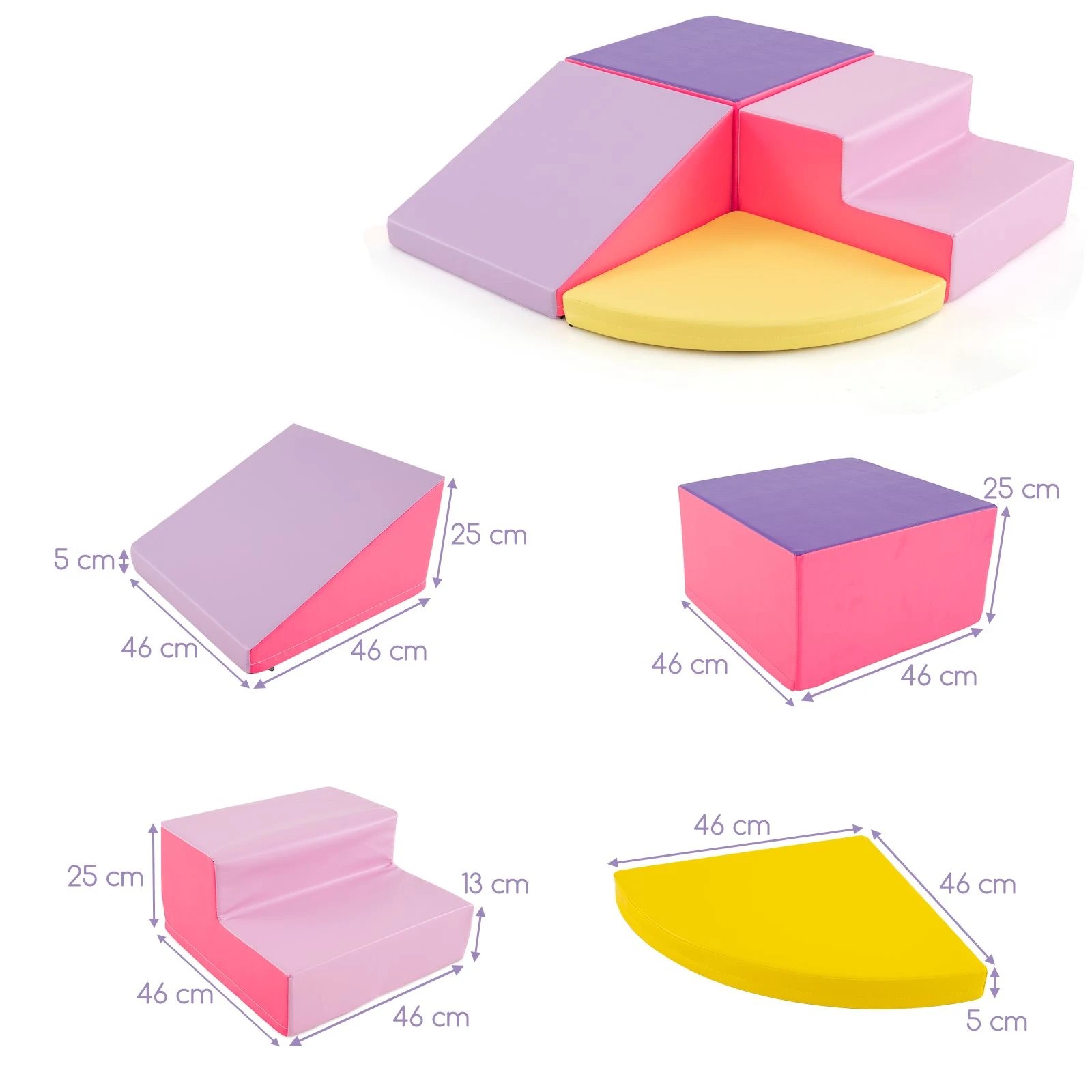 2 Costway 4PCS Soft Corner Climbing Sliding Blocks Play Set - Pink, 2 of 3