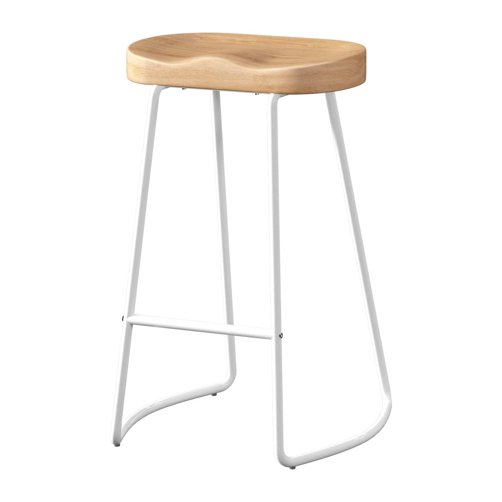 8 Alfordson 2x Bar Stools 75cm Tractor Kitchen Wooden Vintage Retro Chair - Natural, 8 of 10