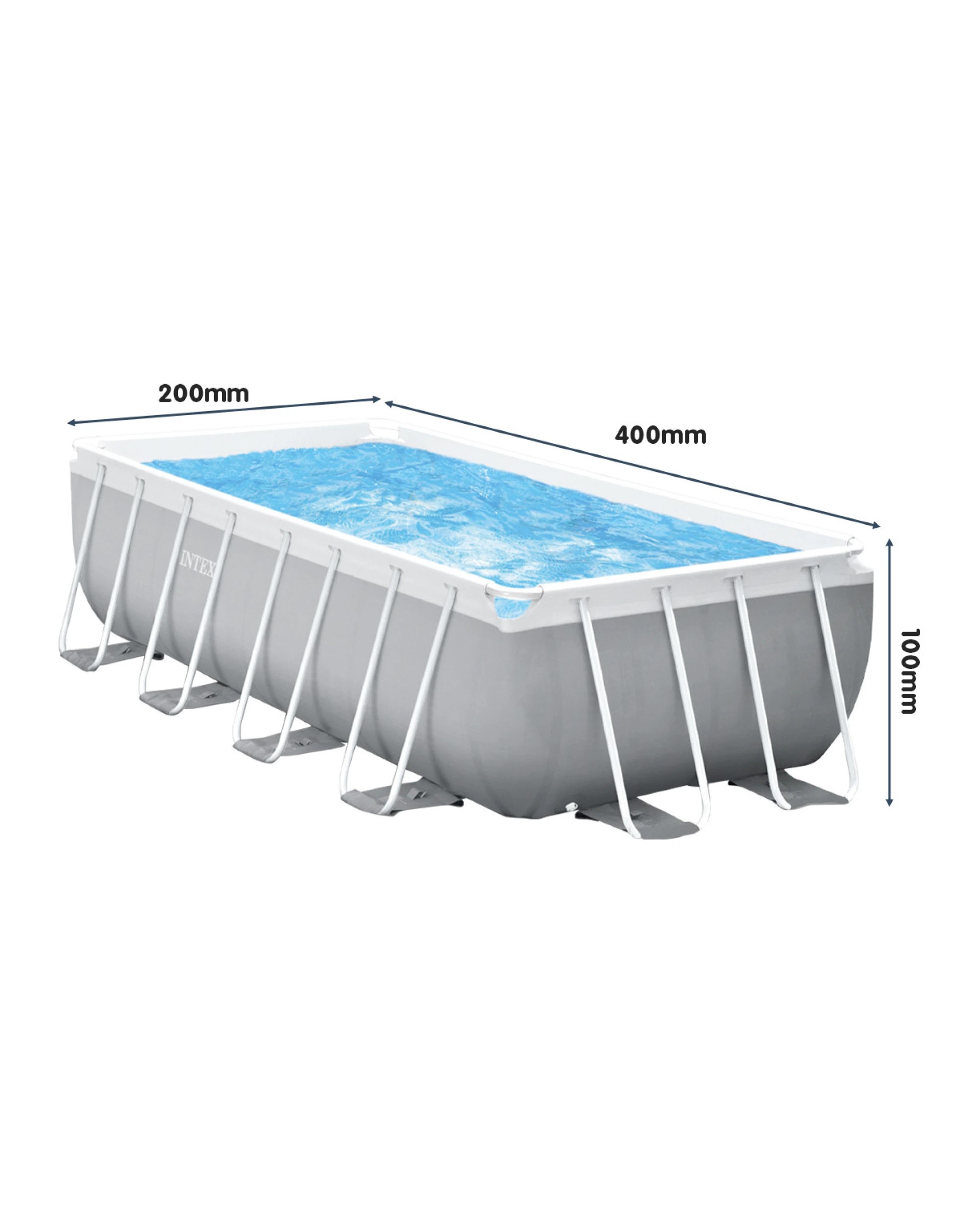 3 Intex 26788AU 4m x 2m Above Ground Swimming Pool Rectangular with Pump - Grey, 3 of 6