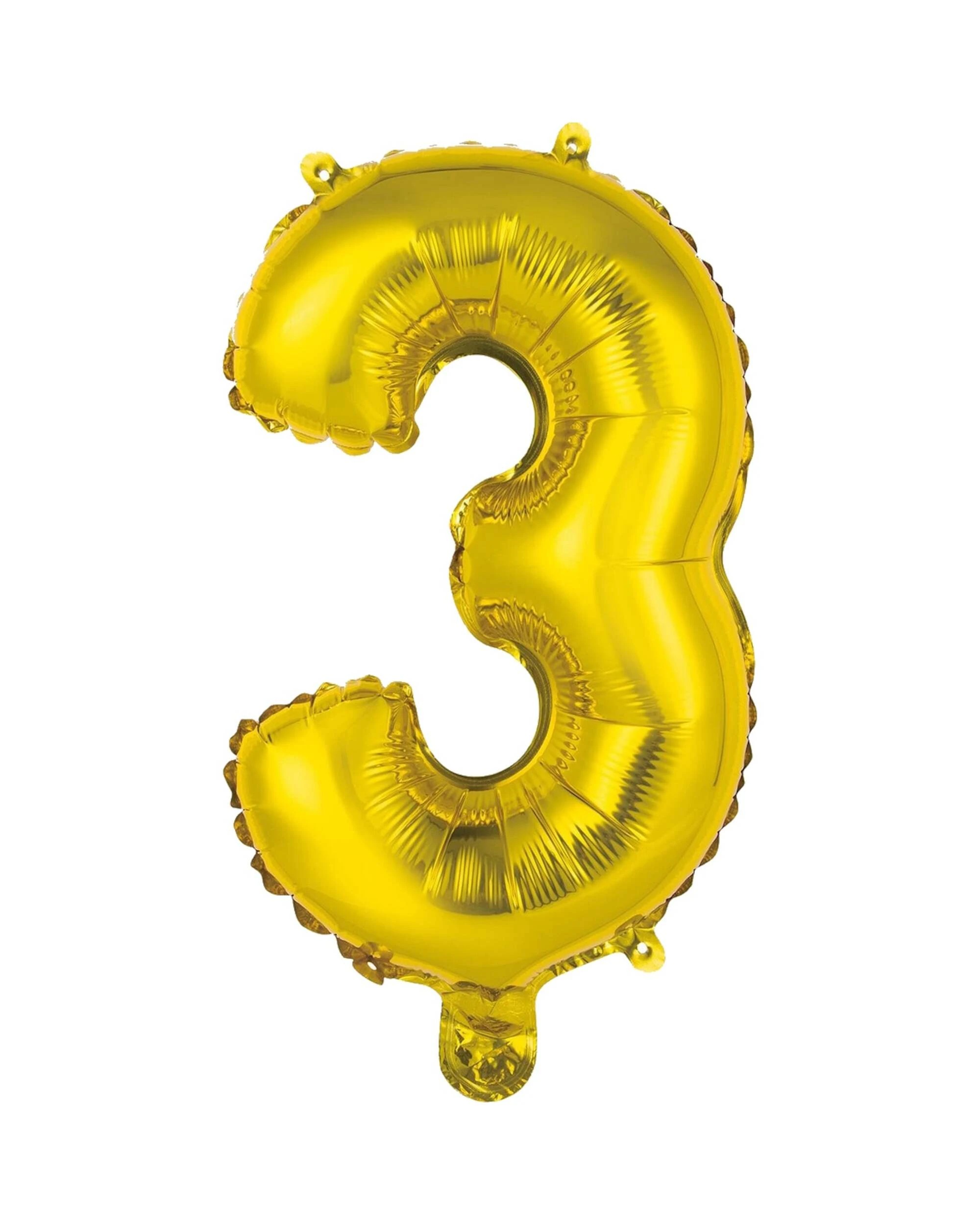 1 Meteor Number 3 Foil Air Fill Balloon 35.5cm - Gold, 1 of 2