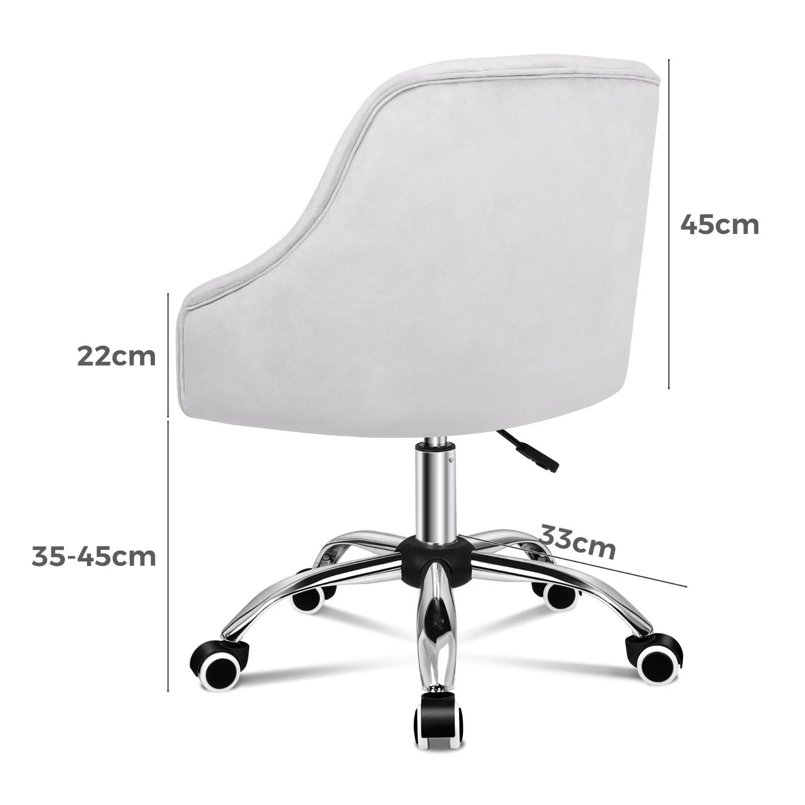 3 Alfordson Velvet Office Chair Computer Swivel Armchair Work Adult Kids - Grey, 3 of 10