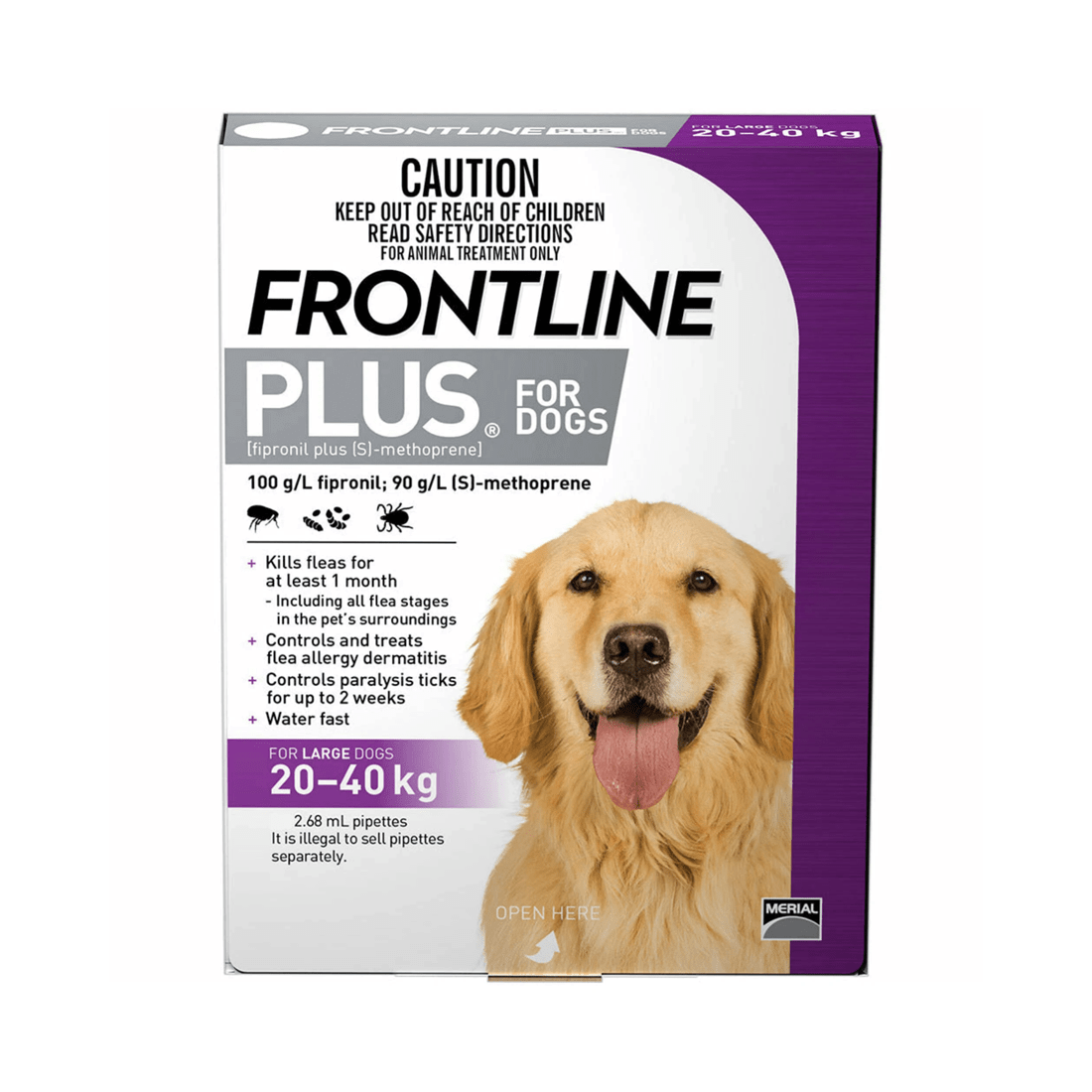 1 Frontline Plus Dog 20-40kg Lge 3pk Purple, 1 of 2