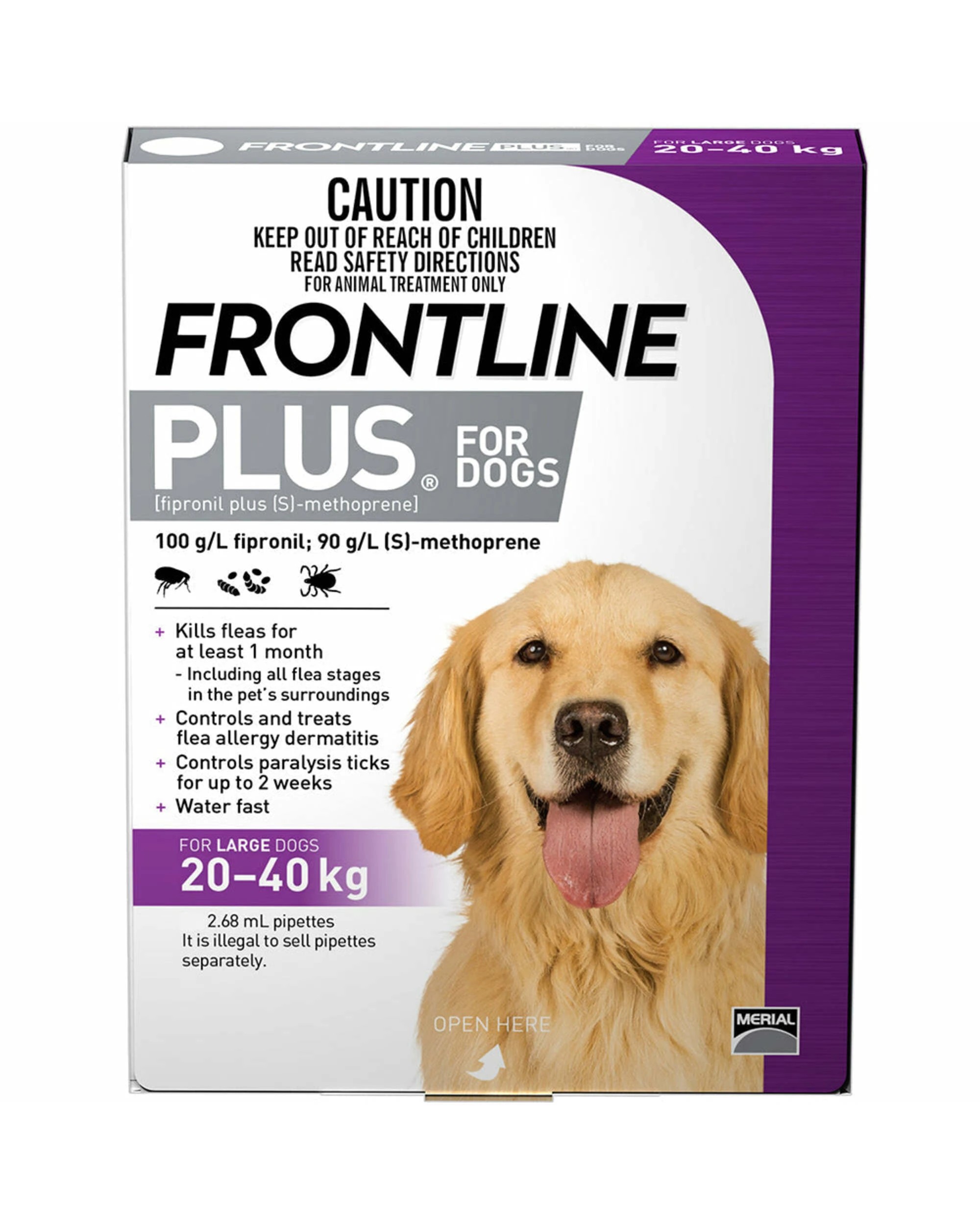 1 Frontline Plus Dog 20-40kg Lge 3pk Purple, 1 of 2