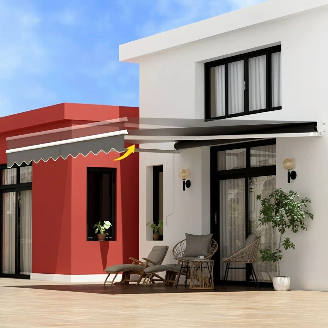 5 Instahut Retractable Folding Arm Awning Manual Sunshade 4Mx3M - Grey, 5 of 6