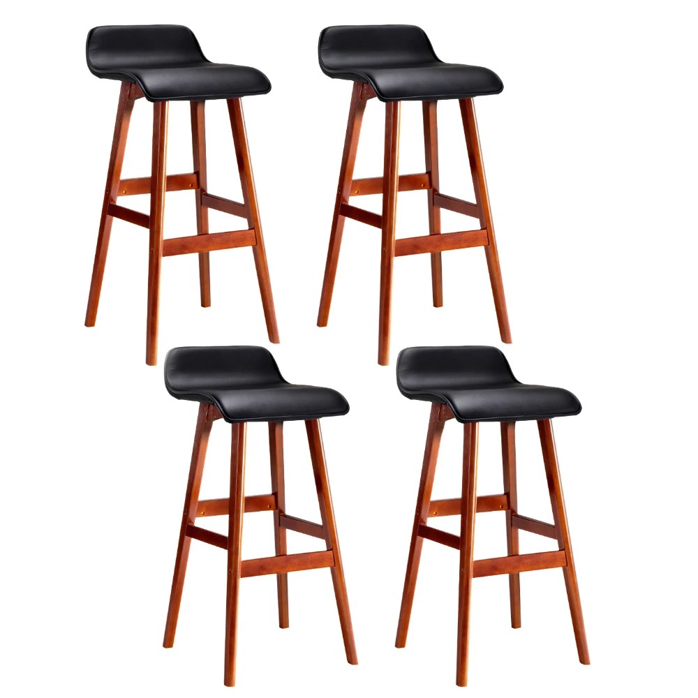 1 Artiss 4x Bar Stools Wooden Stool - Black, 1 of 6