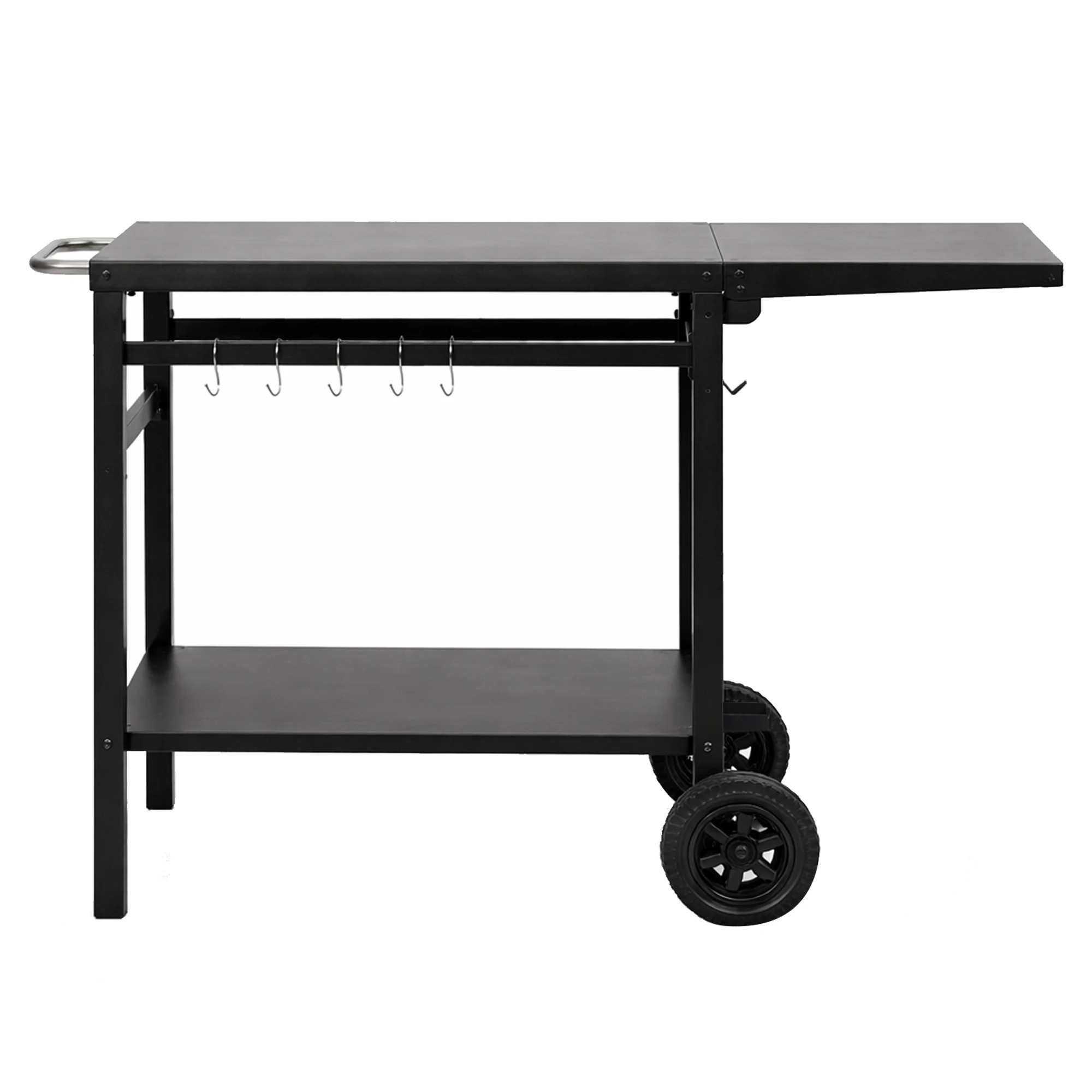 2 Levede Double-Shelf Trolley With Folding Tabletop - Black - Black, 2 of 5