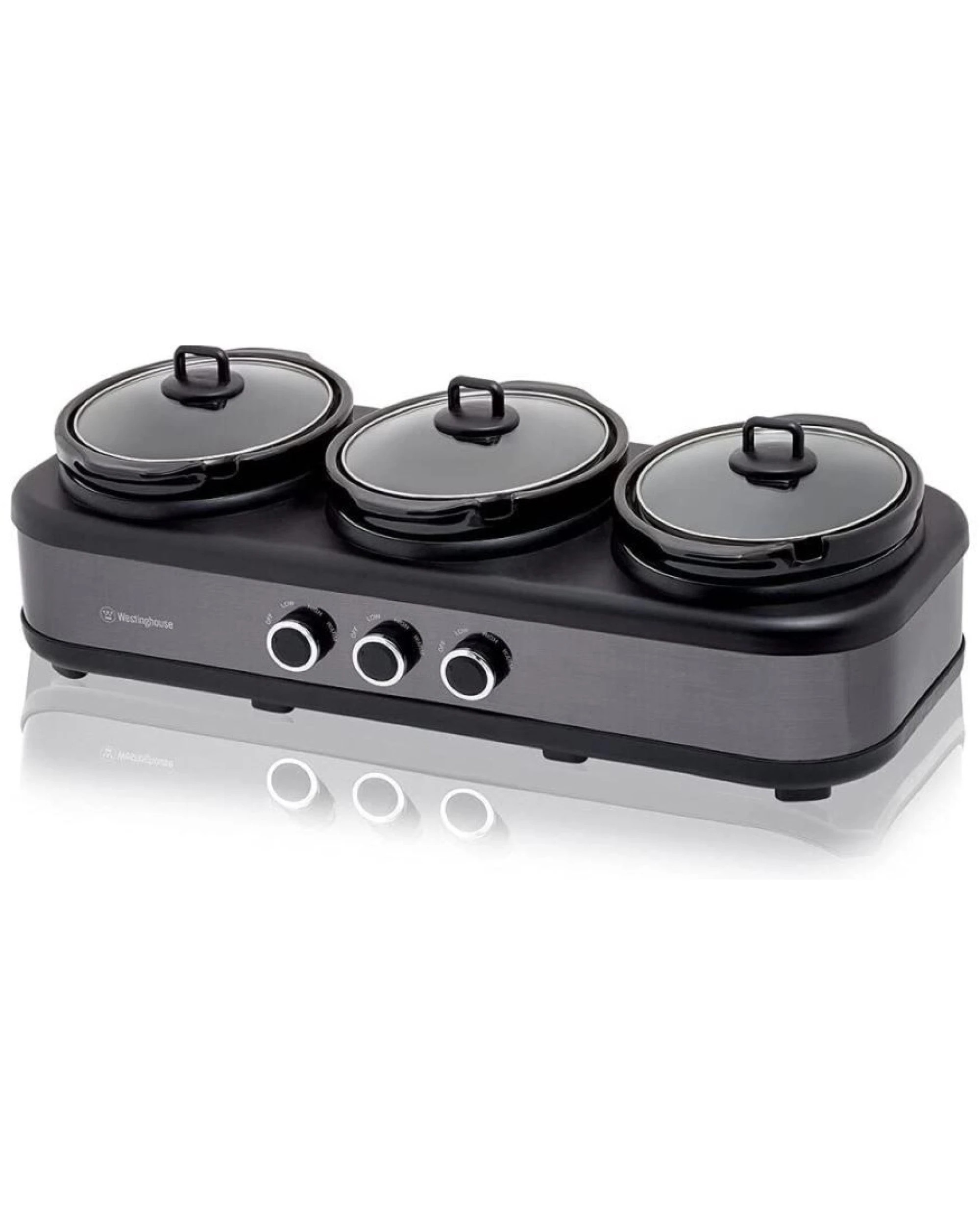 3 Westinghouse Slow Cooker with 3 x 2.5L Stainless Steel Pots, Lid, and Spoon, 3 of 8