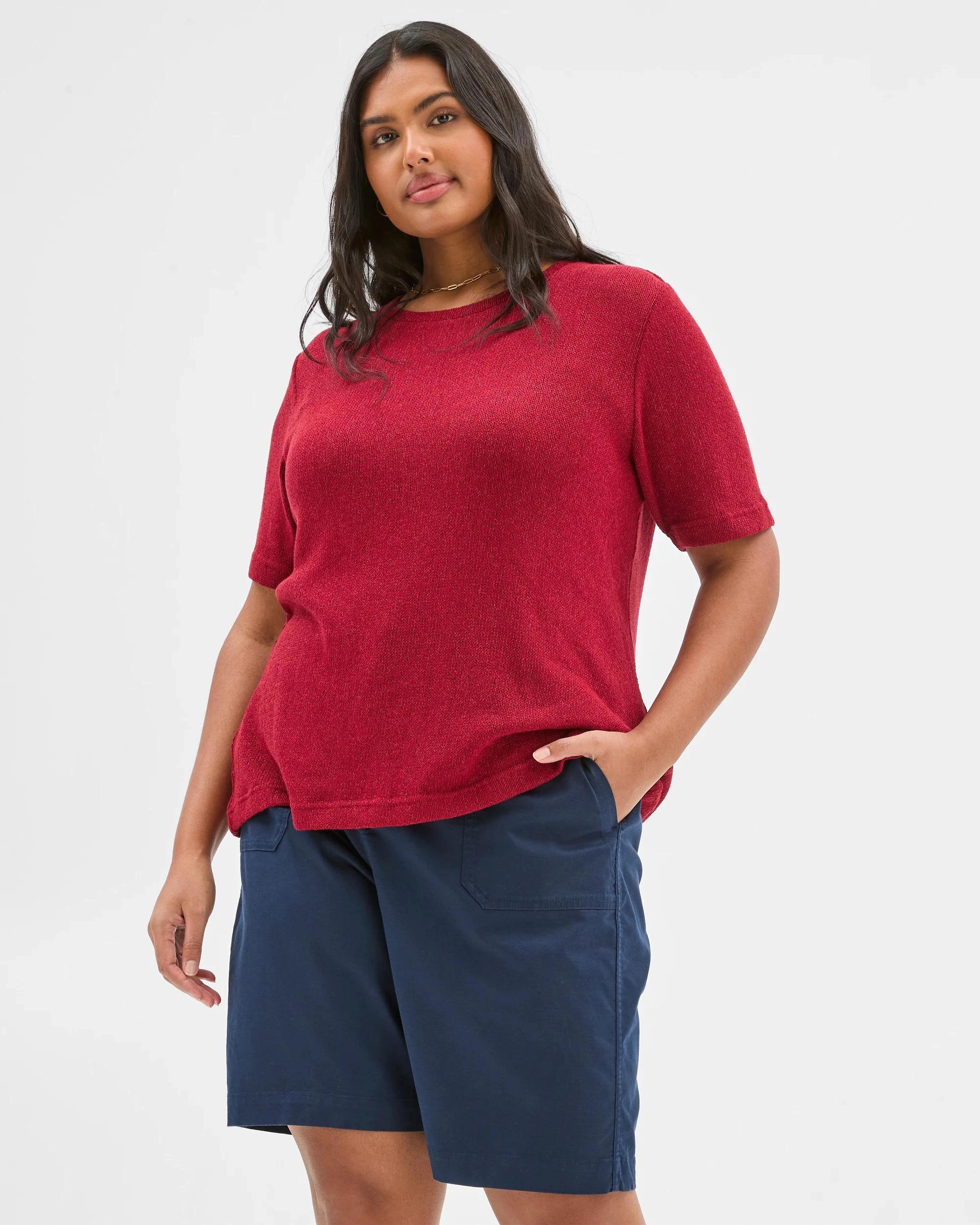 2 Target Plus Size Australian Cotton Blend Textured T-shirt RHUBARB MARLE, 2 of 5