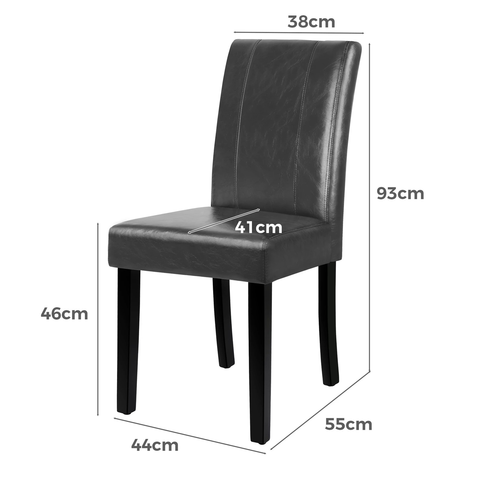 8 Alfordson 2x Dining Chairs Cafe Kitchen Chair High-Back Wooden PU Leather - Grey, 8 of 10
