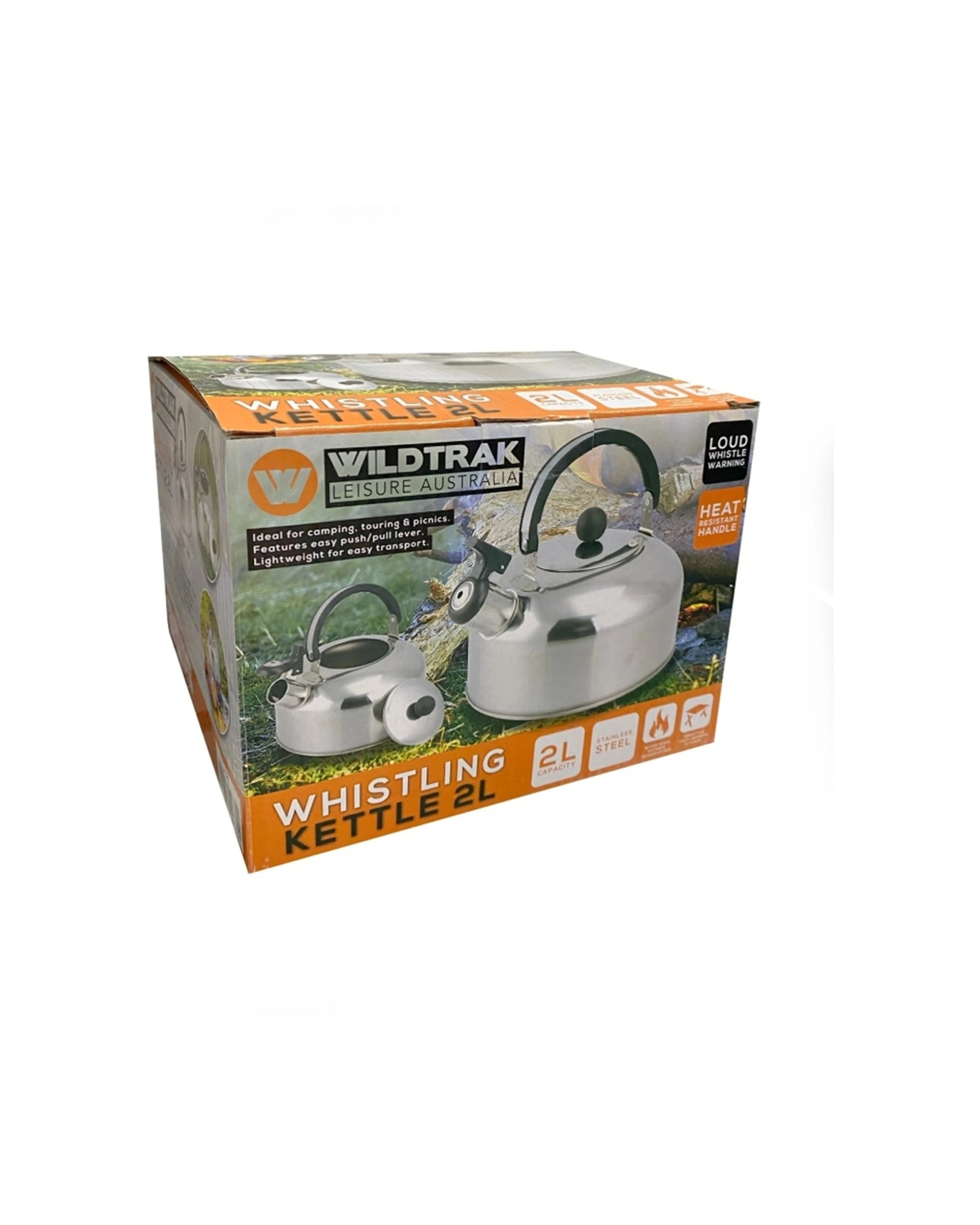 4 Wildtrak 2L Stainless Steel Whistling Kettle Camping Heat-Resistant Handle - Silver, 4 of 5