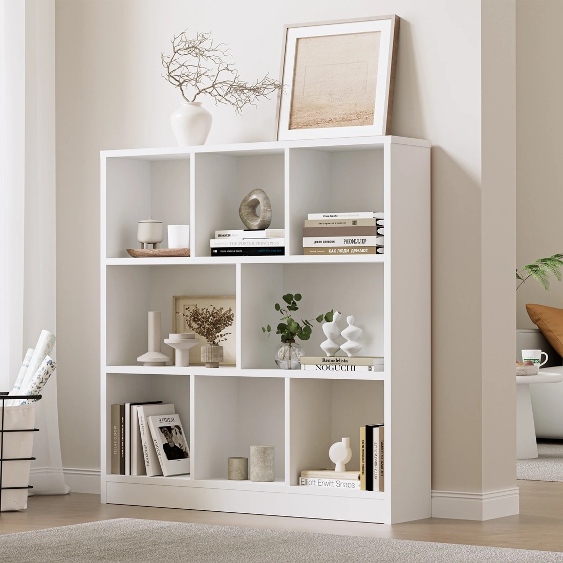 2 Oikiture Bookshelf Bookcase Display Shelves Unit Storage Organizer Stand
 - White, 2 of 9