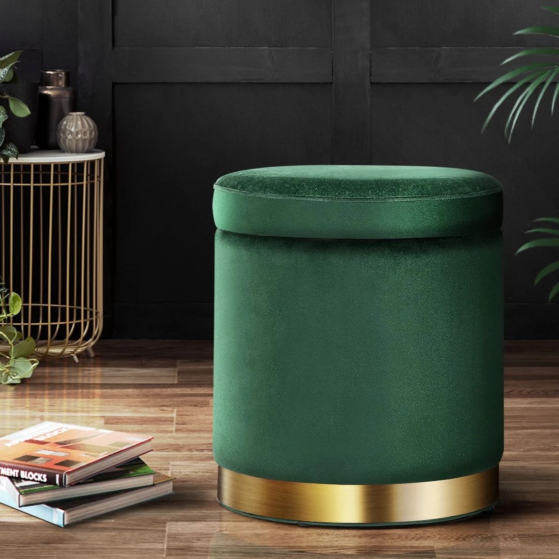 3 Artiss Ottoman Storage Foot Stool Round - Green, 3 of 6
