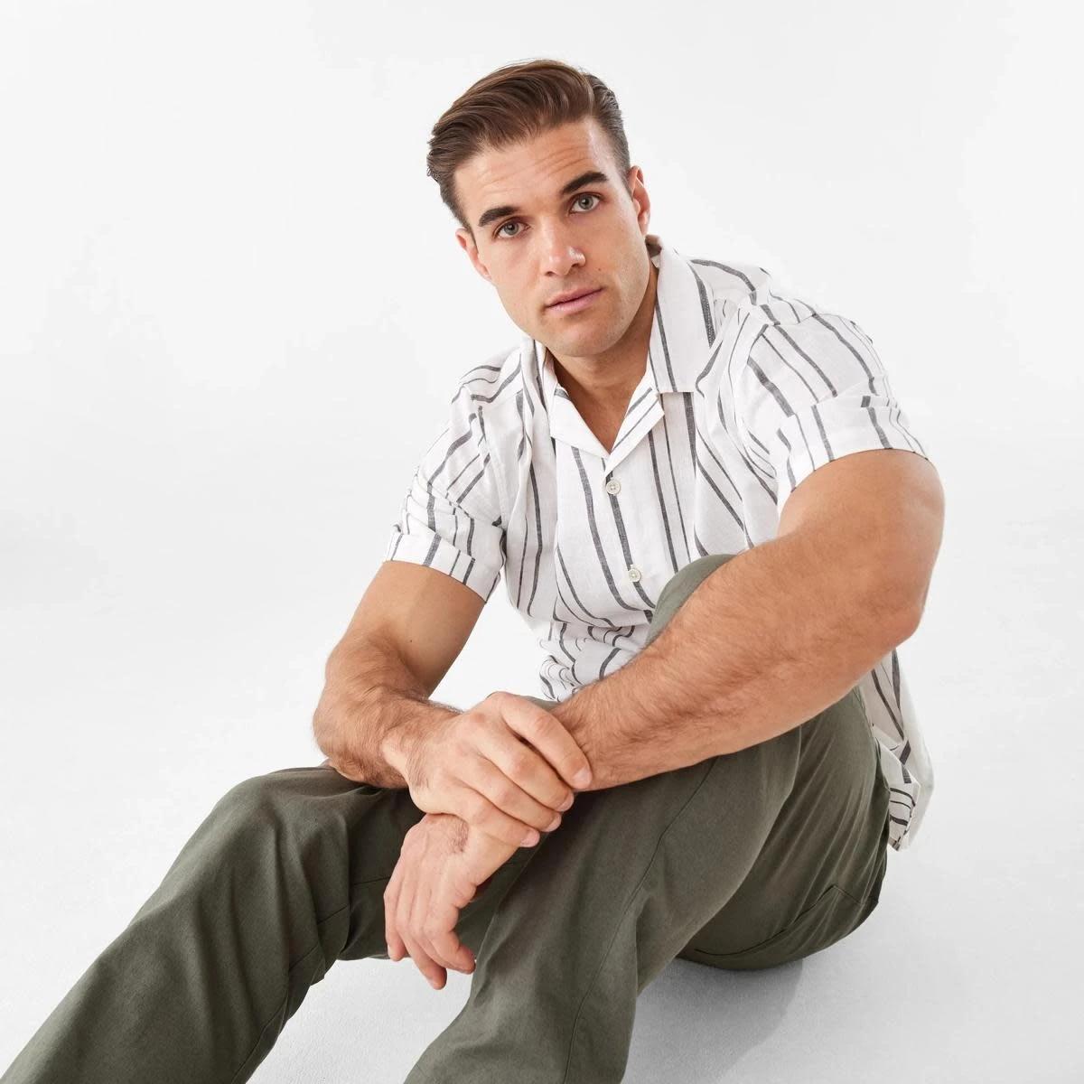 8 Short Sleeve Cotton Linen Stripe Shirt LINEN STRIPE, 8 of 9