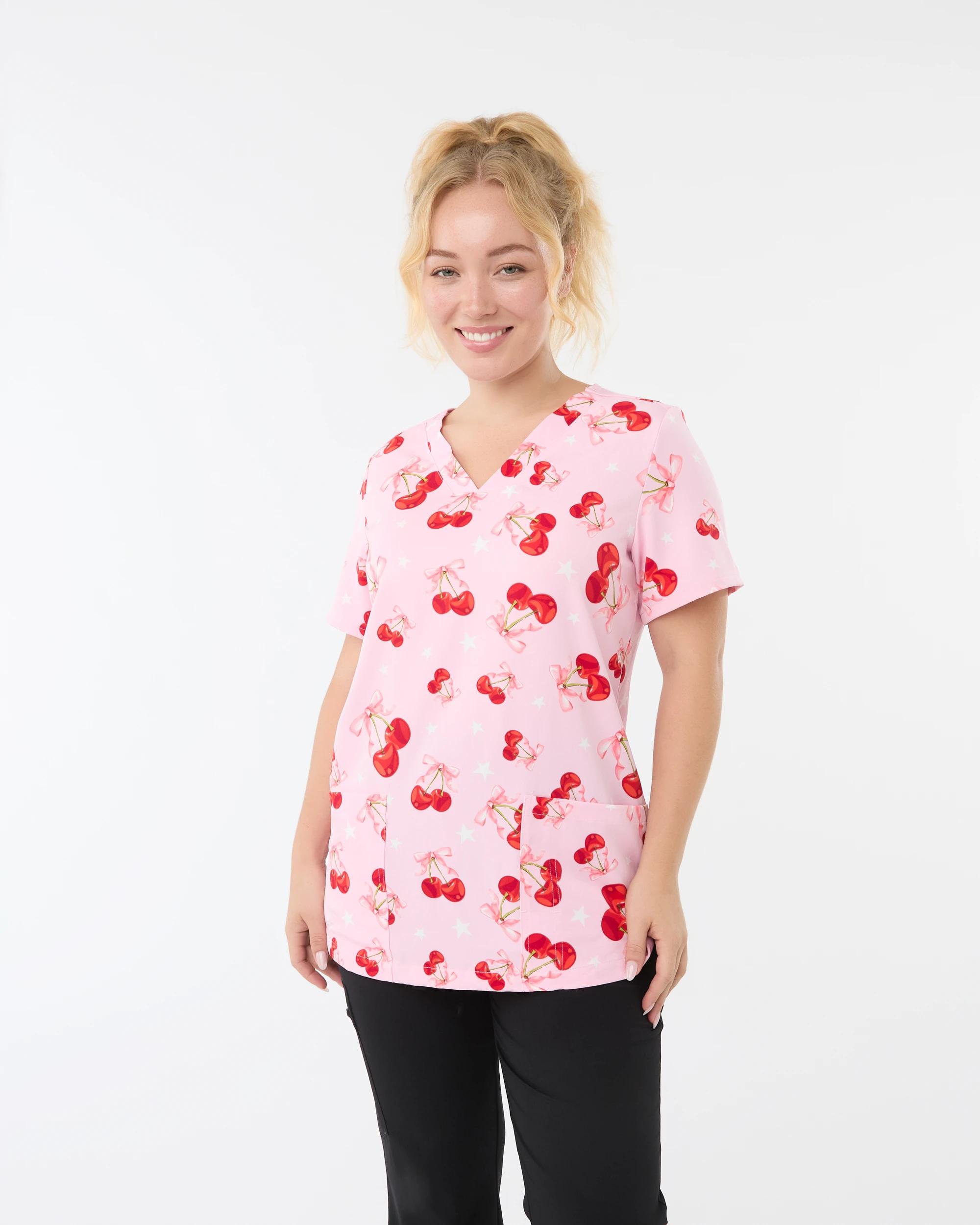 1 Scrub Top Pnk Cherry, 1 of 10