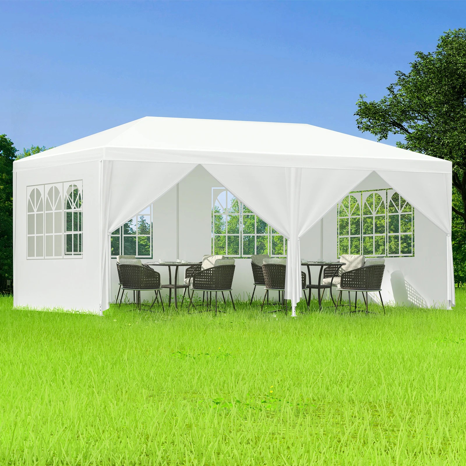 2 Alfordson Gazebo Marquee Outdoor Party Tent Camping Portable Side Wall 3x6m - White, 2 of 7