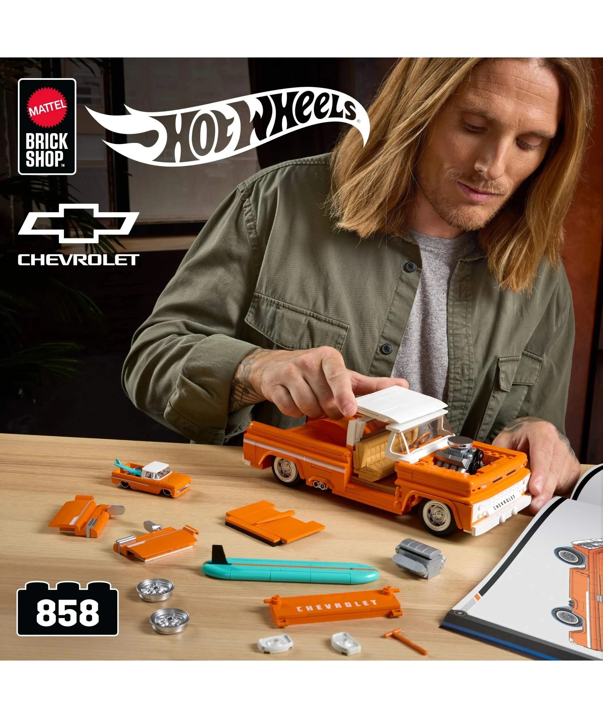 2 Mattel Brick Shop Hot Wheels Custom ’62 Chevy Pickup Building Toy Kit - Multi, 2 of 6