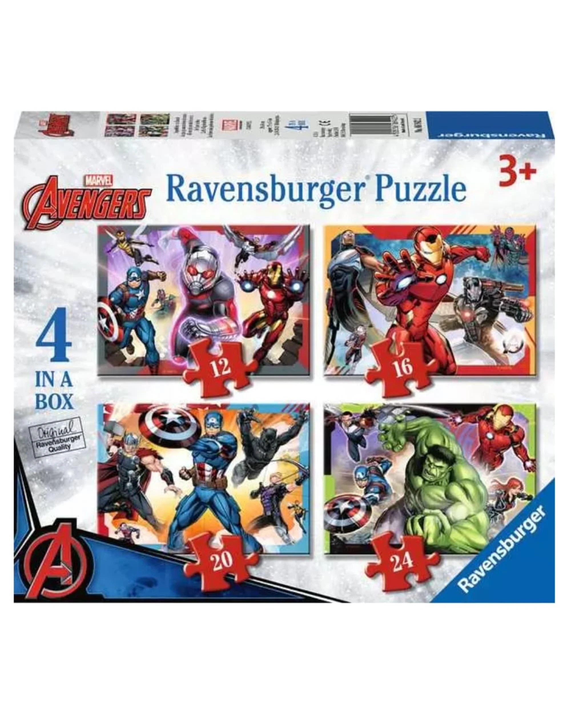 1 Ravensburger Marvel Avengers Assemble 4 In A Box 12/16/20/24 Piece Jigsaw Puzzle, 1 of 5