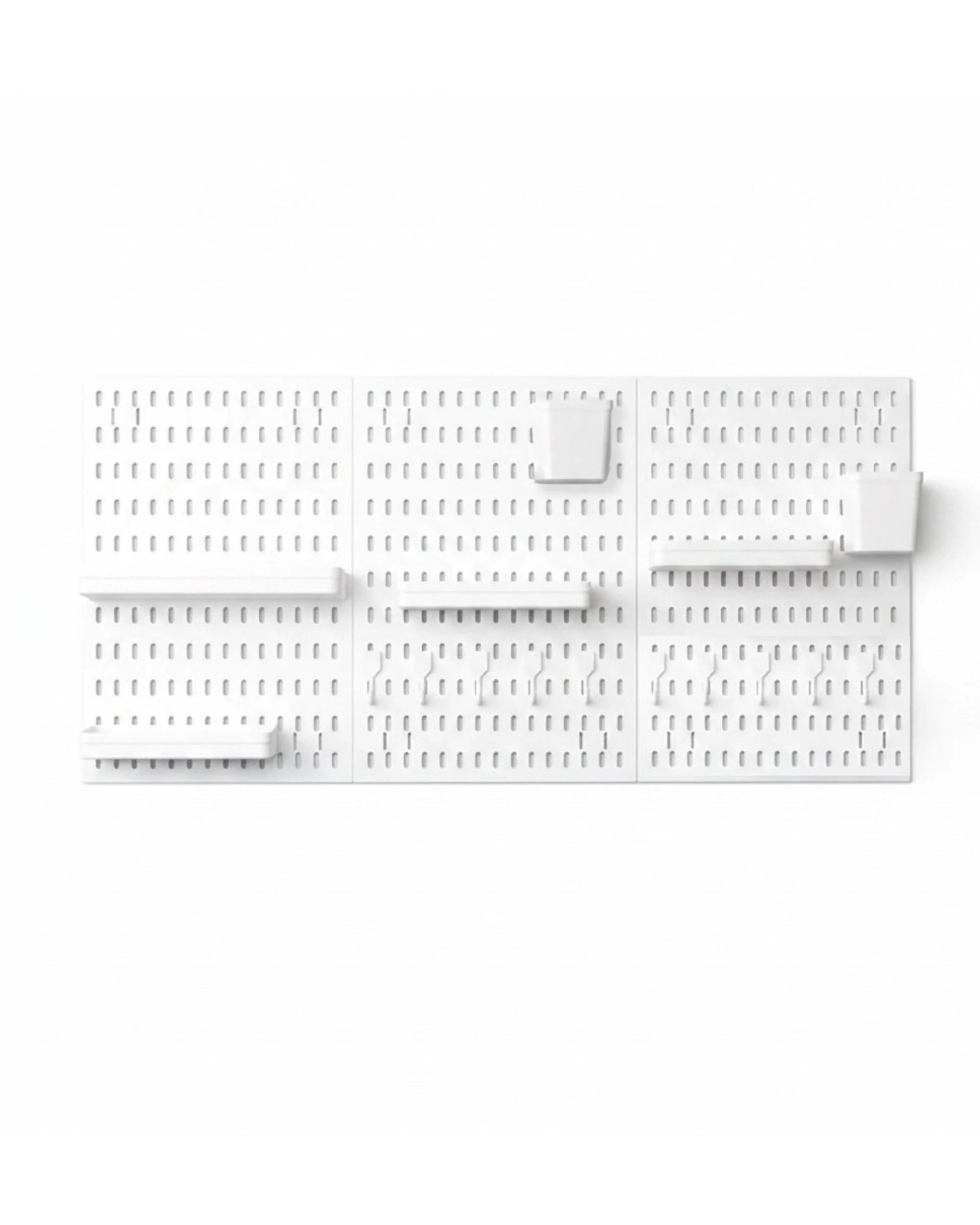 1 Kitchee Pegboard Wall Organiser Storage Kit 18 with Hooks and Baskets White, 1 of 3
