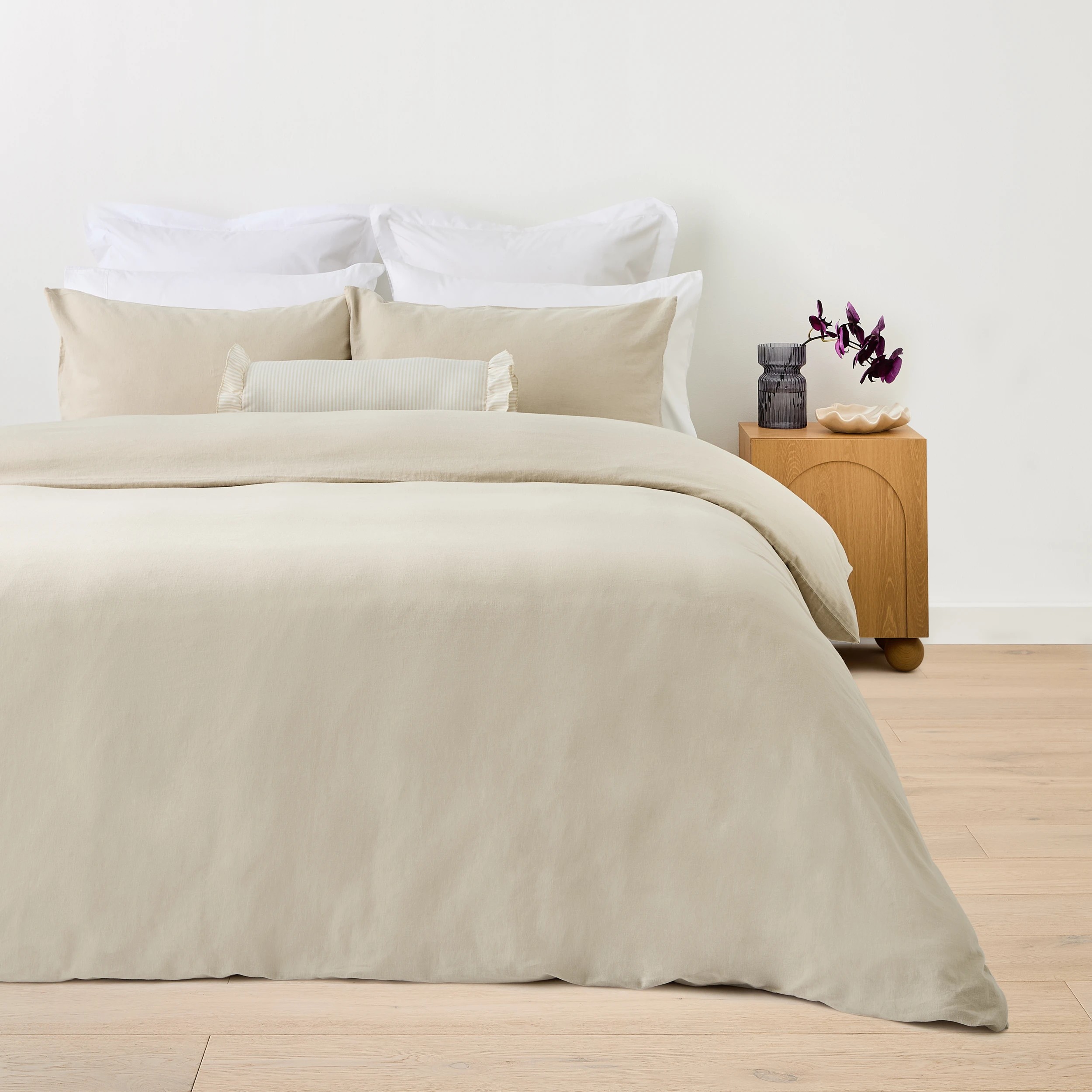 1 Kayden Linen Cotton Quilt Cover Set - Double Bed, Natural, 1 of 7