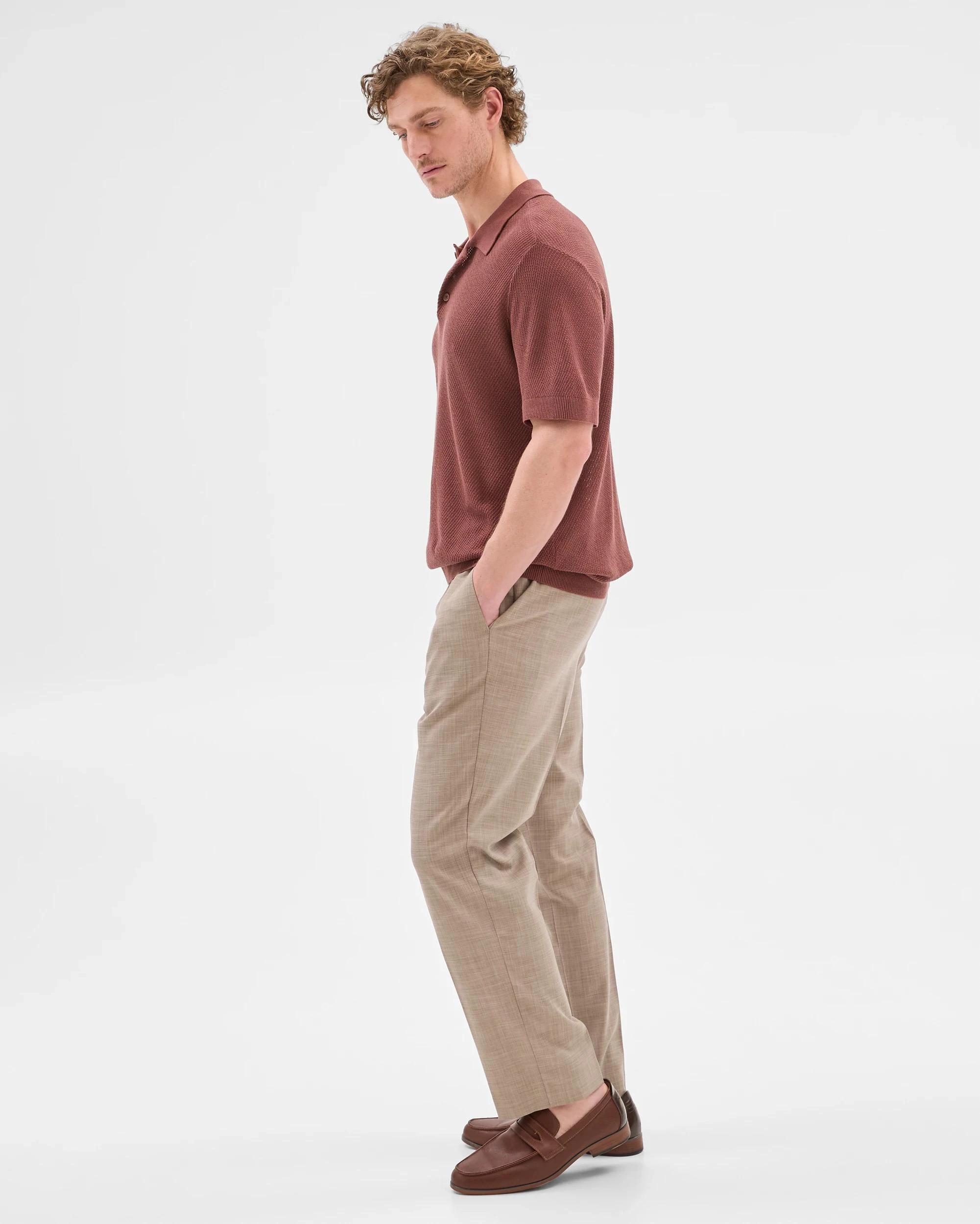 6 Australian Cotton Blend Knit Polo Top - Preview BRICK, 6 of 10