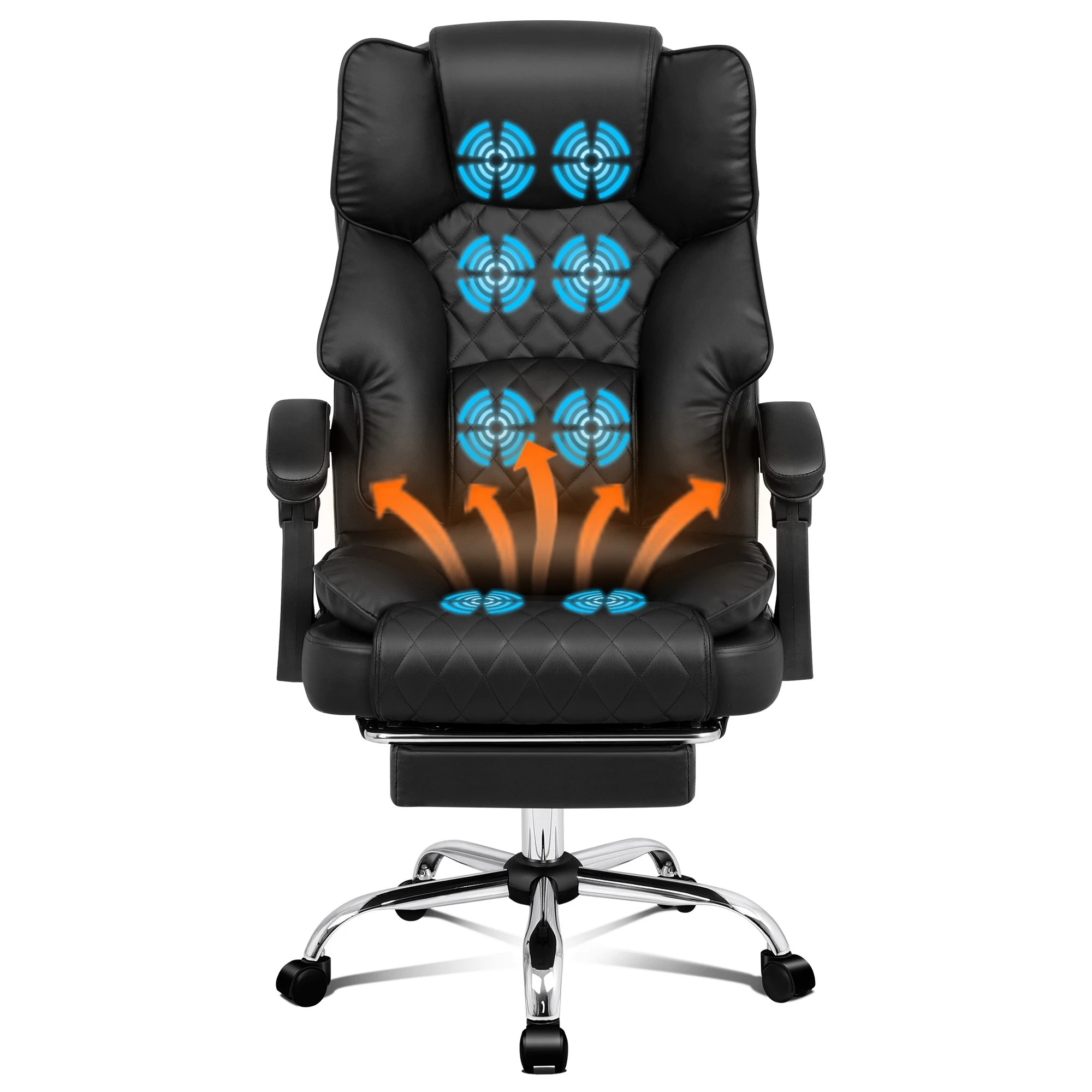 10 Alfordson Massage Office Chair Heated Seat Executive Recliner Gaming Computer - Black, 10 of 10