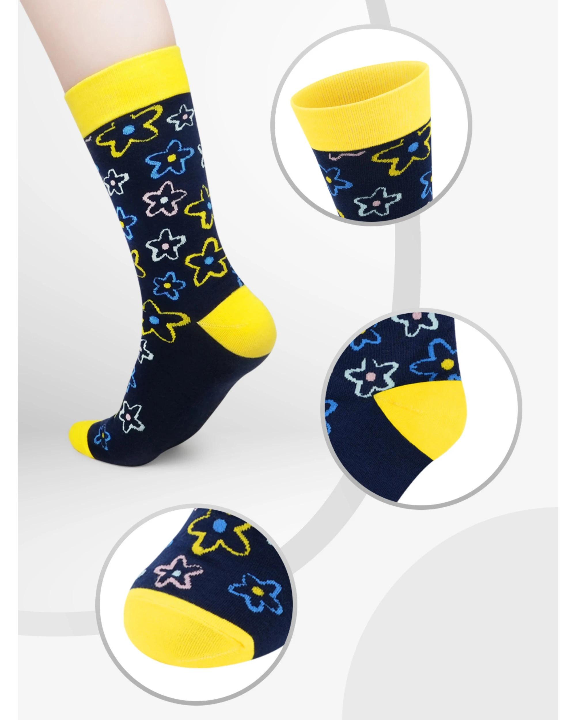 3 Advwin Small 2-Pair Unisex Colorful Funky Socks Floral Pattern FLORAL PATTERN, 3 of 5