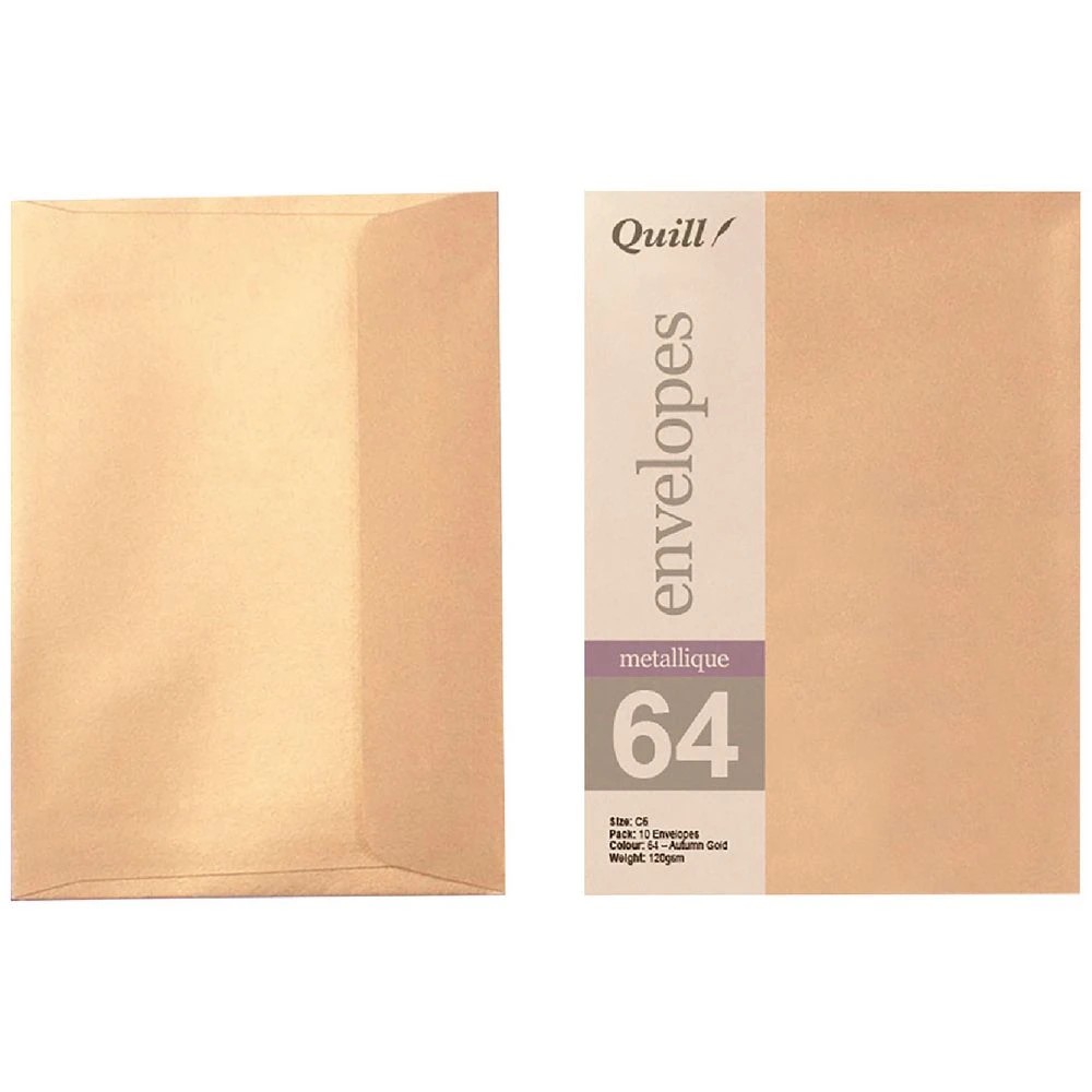 1 Quill C6 Envelopes Metallique Autumn Gold 10 Pack, 1 of 5