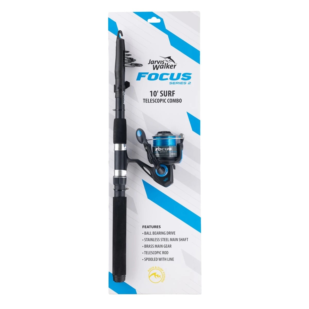 1 Jarvis Walker Focus Series 2 Surf Telescopic Combo - 10ft., Black, 1 of 5