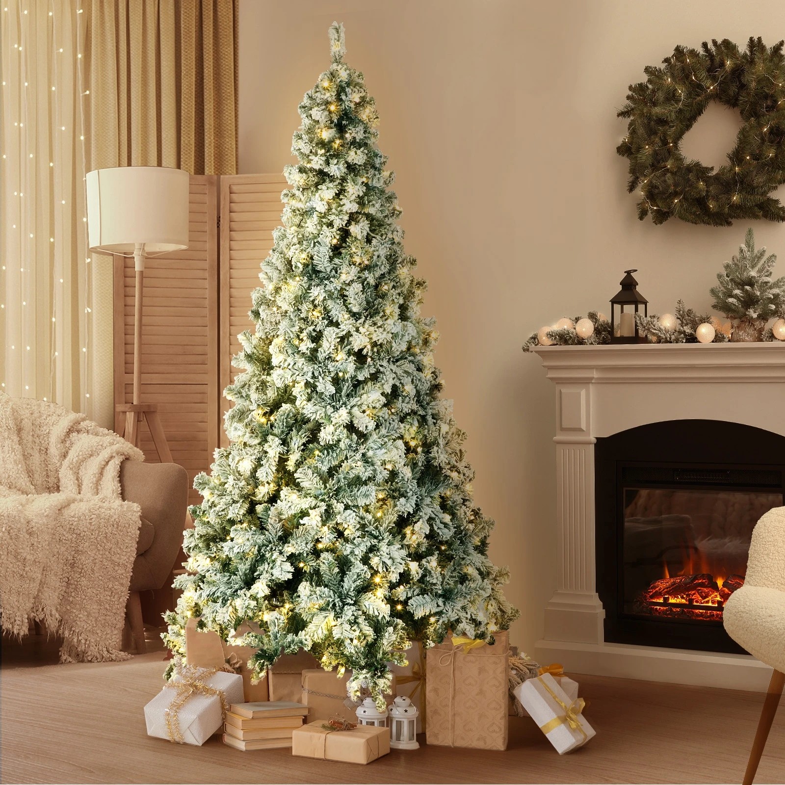 2 Tinseltown LED Christmas Tree 2.4M 8FT Xmas Trees Snow Flocked Decorations - White, 2 of 7