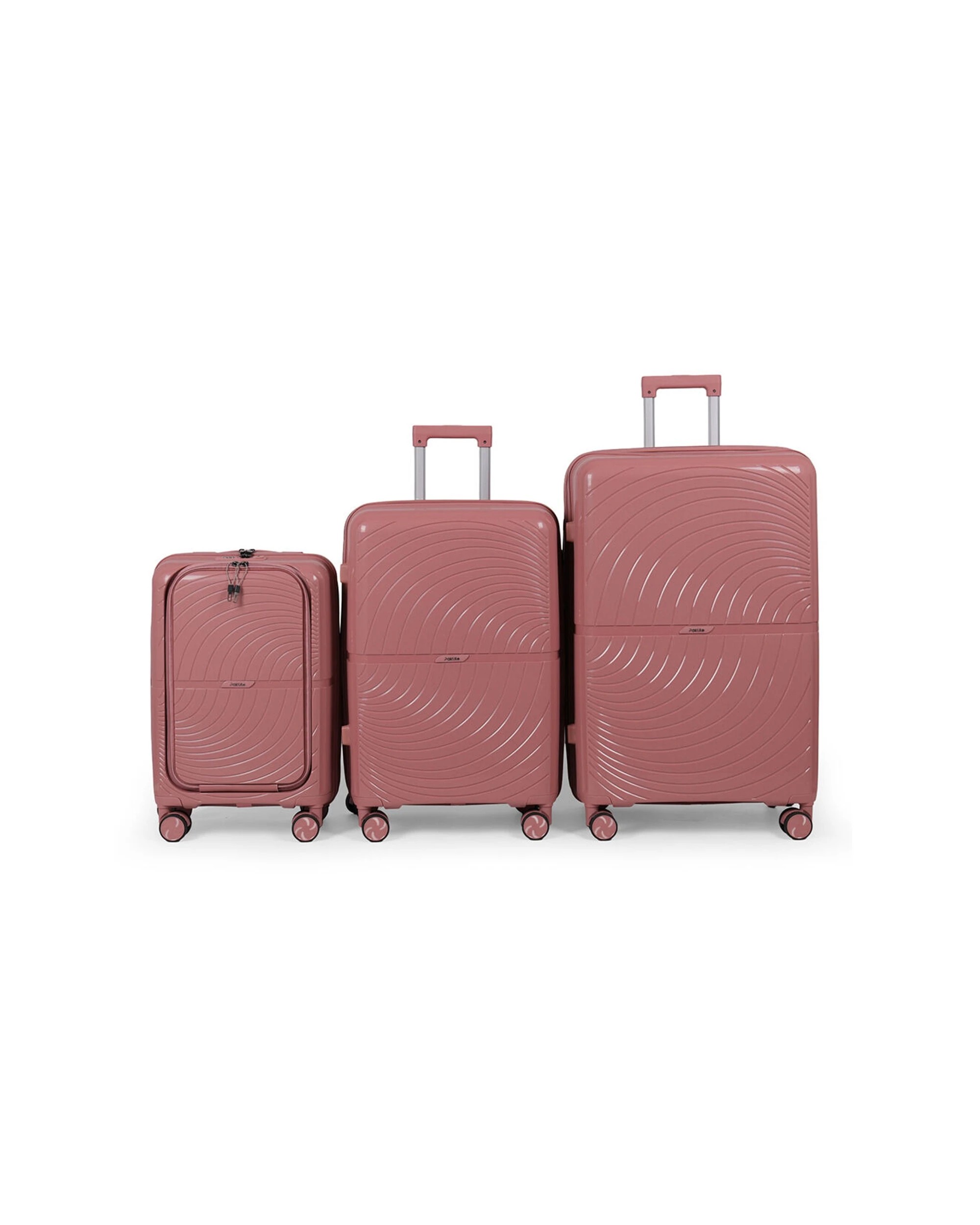 2 Paklite 3pc Solar Travel Luggage Set Suitcase Lightweight Expandable - Pink, 2 of 3