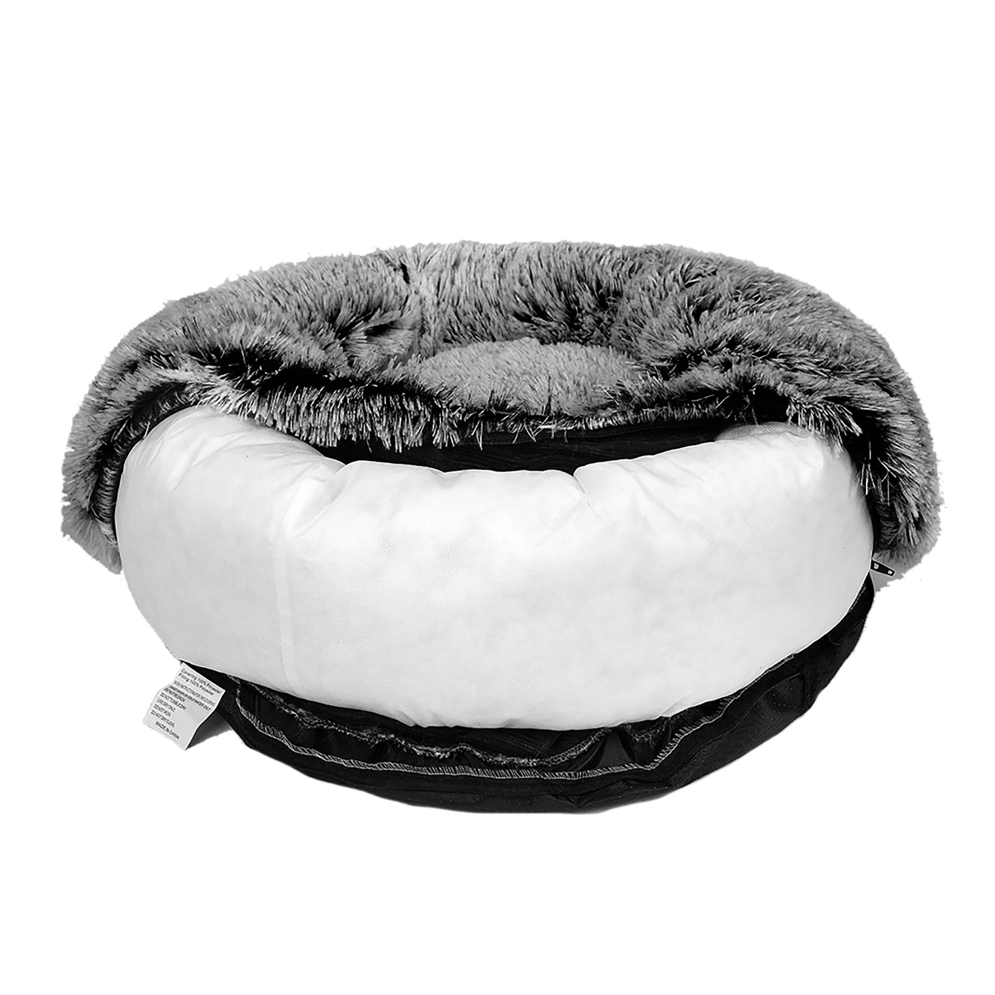6 Pawz Pet Bed Cat Dog Donut Nest Calming Mat Soft Plush Kennel Charcoal Size XL, 6 of 7