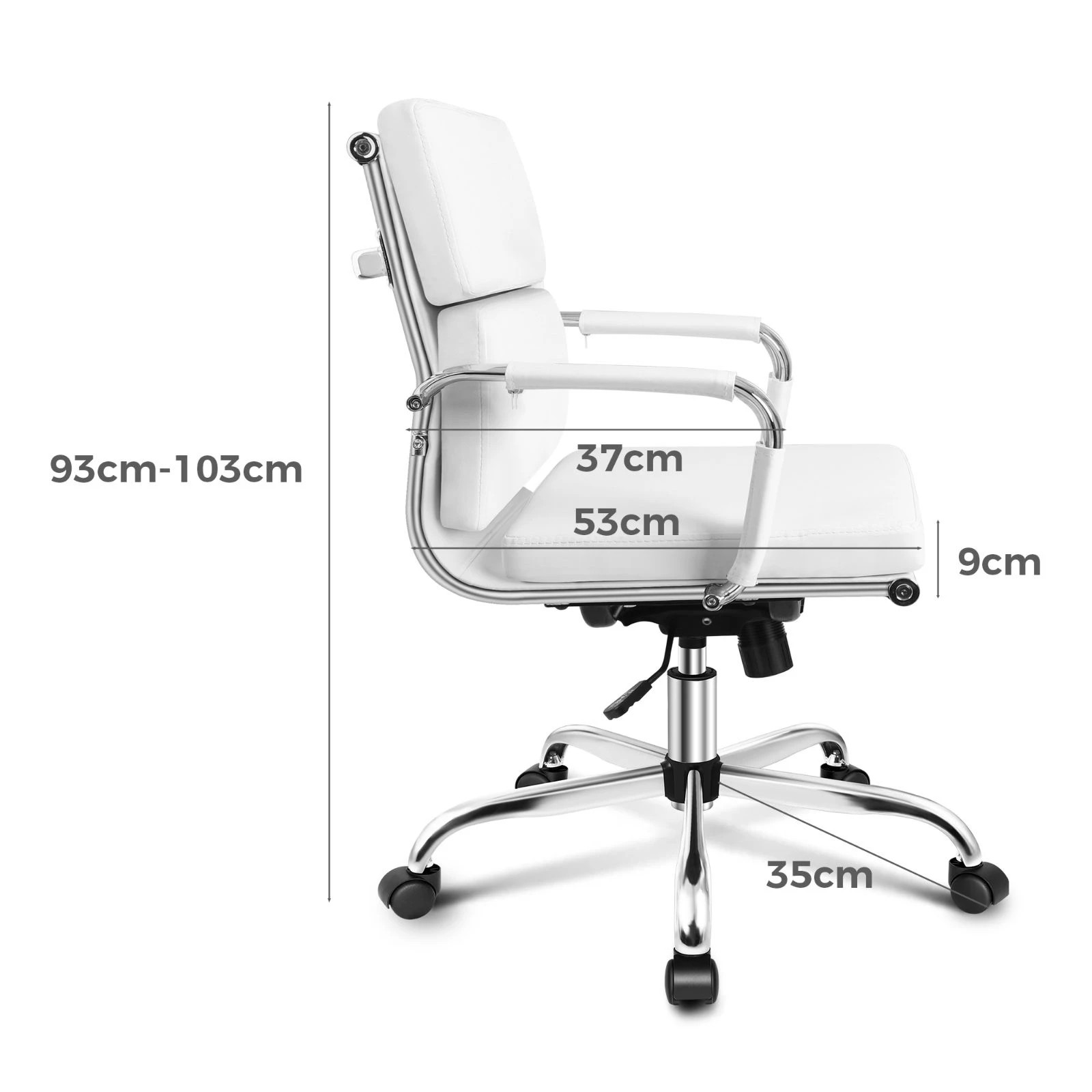 8 Alfordson Office Chair Ergonomic Paddings Executive Computer Work Seat Mid Back - White, 8 of 10