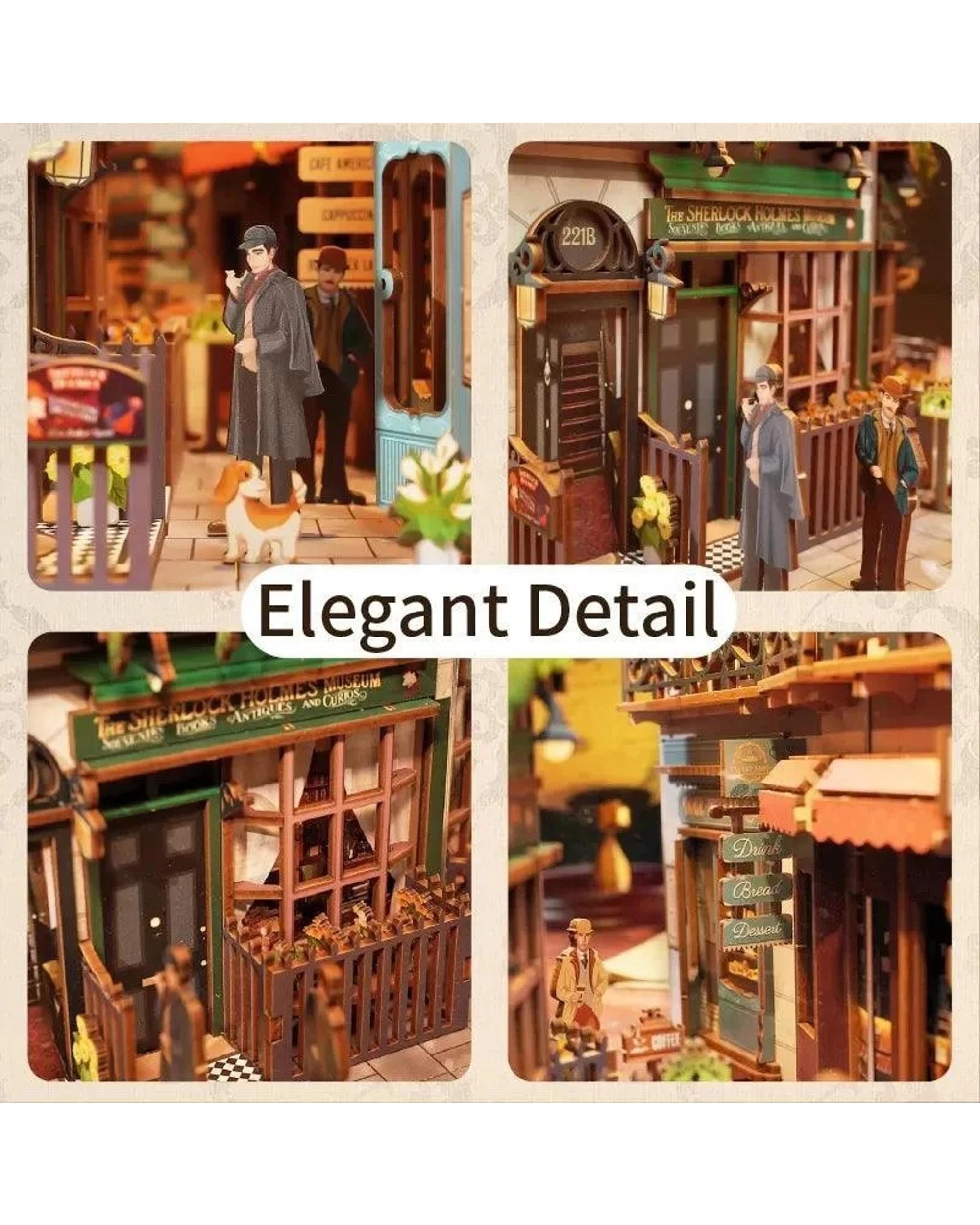 3 Tonecheer 3D Wooden Puzzle DIY Book Nook Kit - Sherlock Holmes Baker Street, 3 of 8