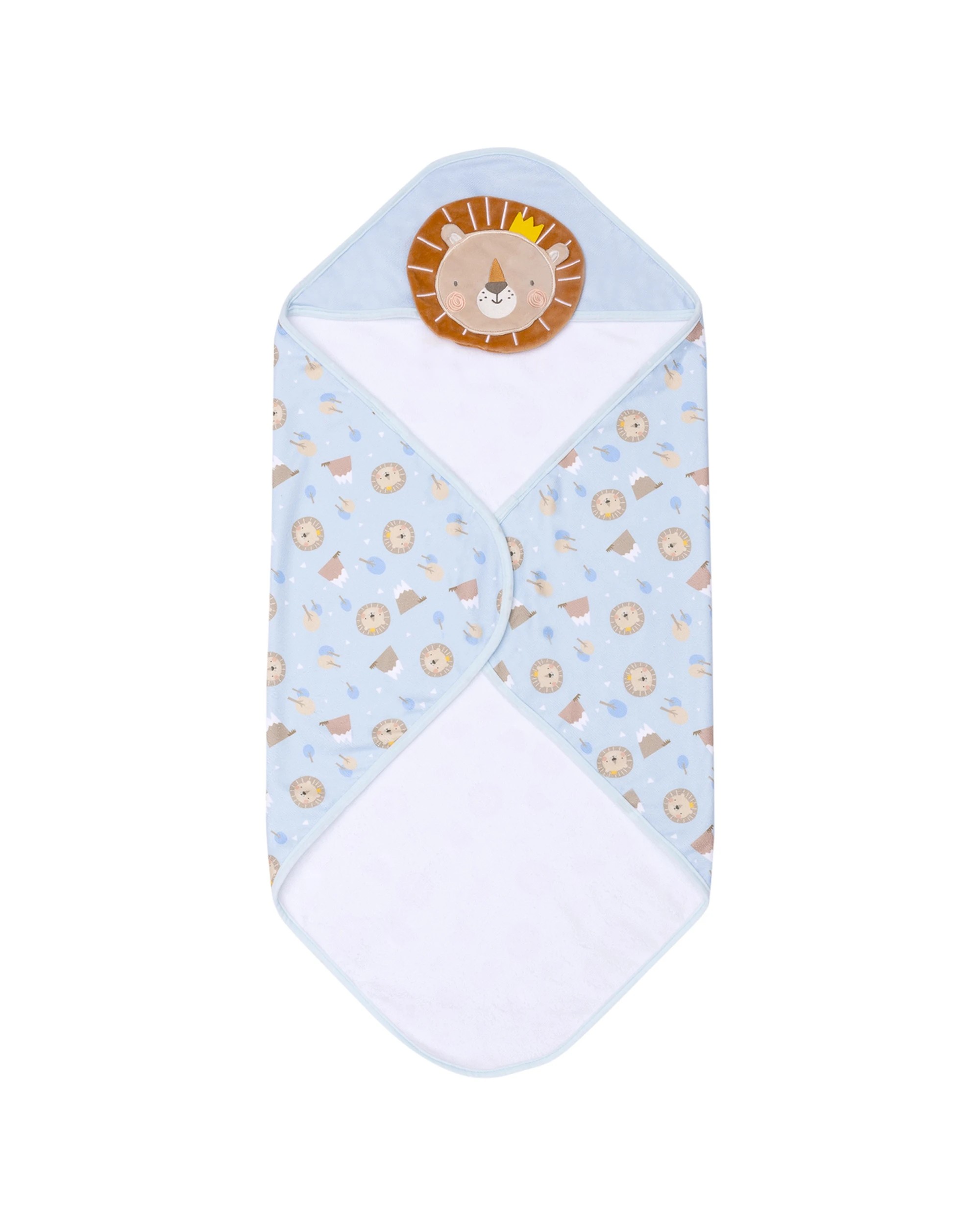 1 Splosh Baby Lion Hooded Bath Towel Cotton Polyester Infant Machine Washable - Blue, 1 of 3