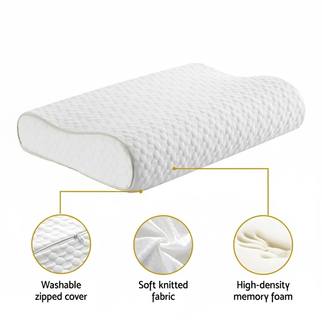 4 Giselle Memory Foam Pillow Contour Neck - White, 4 of 5