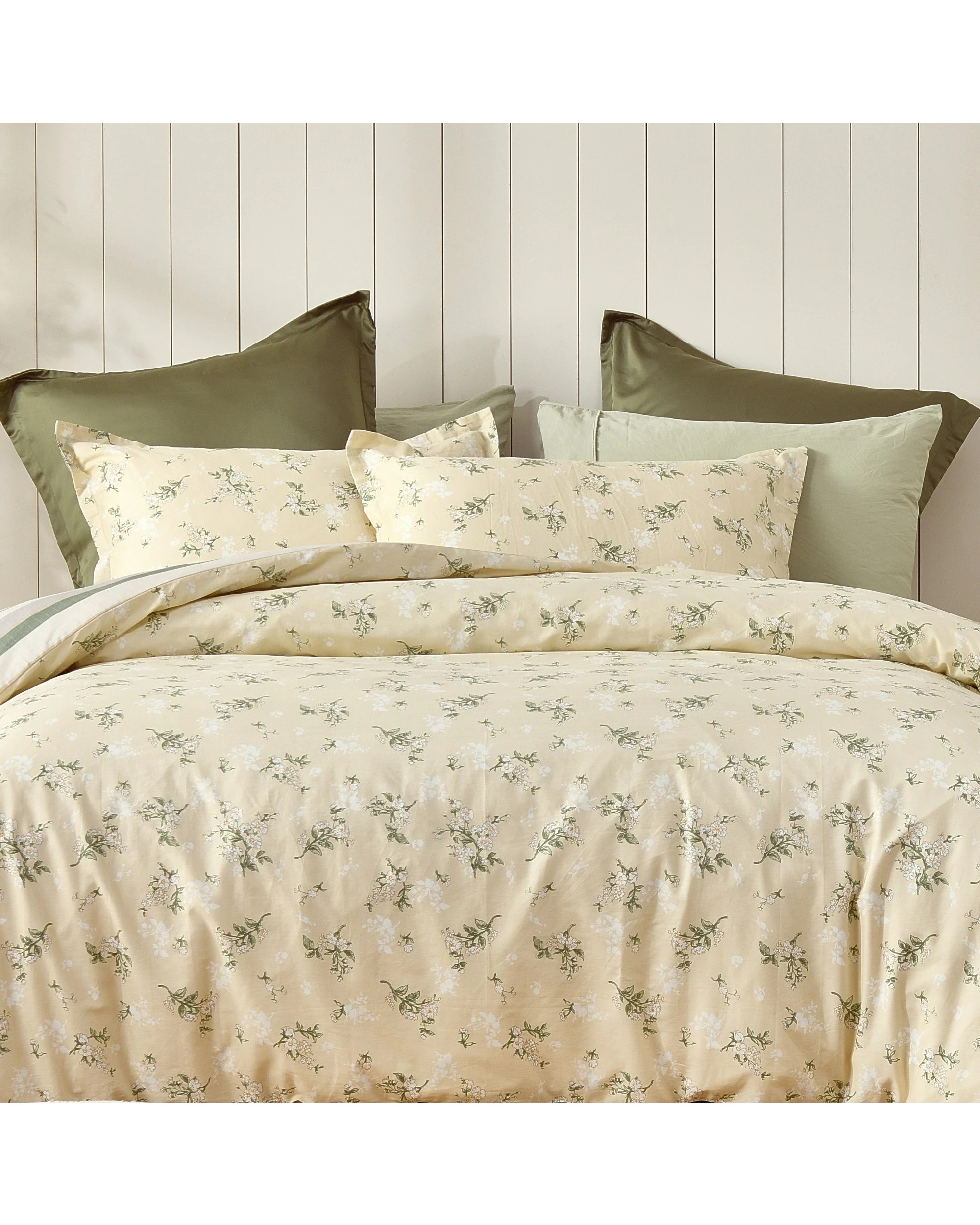 7 Dreamaker Otto 100% Cotton Reversible Quilt Cover Set - King Single Bed - Green, 7 of 8