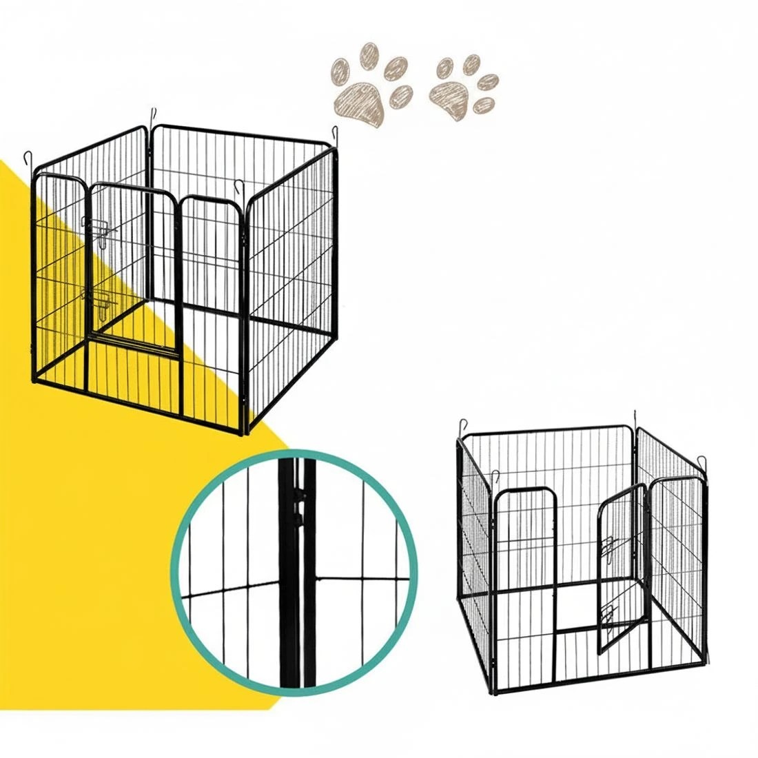 4 i.Pet 32" 8 Panel Dog Playpen Pet Exercise Cage Enclosure Fence Play Pen - Black, 4 of 7
