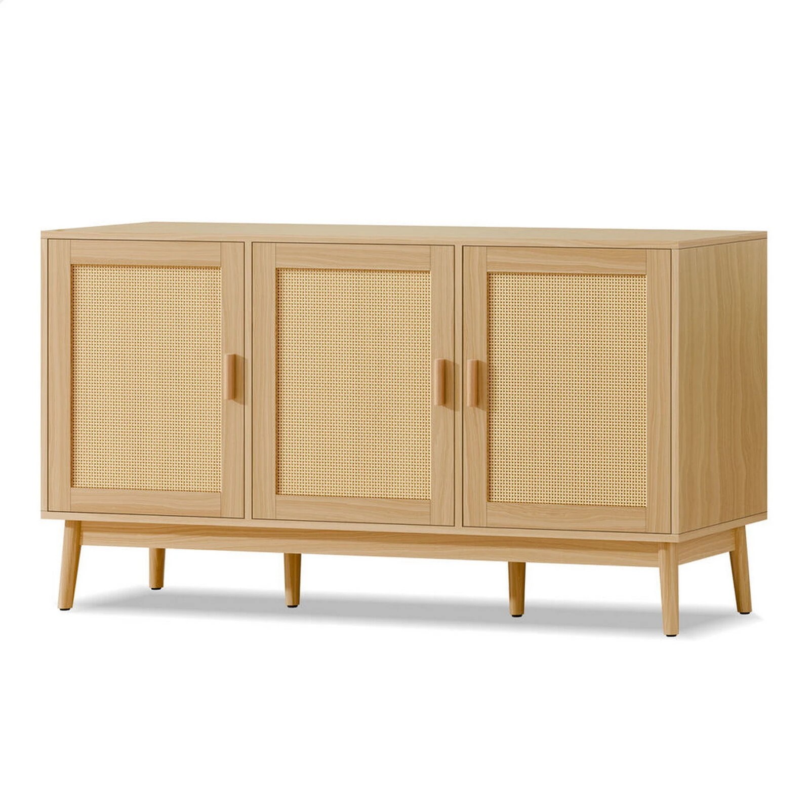 1 Alfordson Buffet Sideboard Cupboard Cabinet Rattan Doors Storage Kitchen Hallway - Wood, 1 of 10
