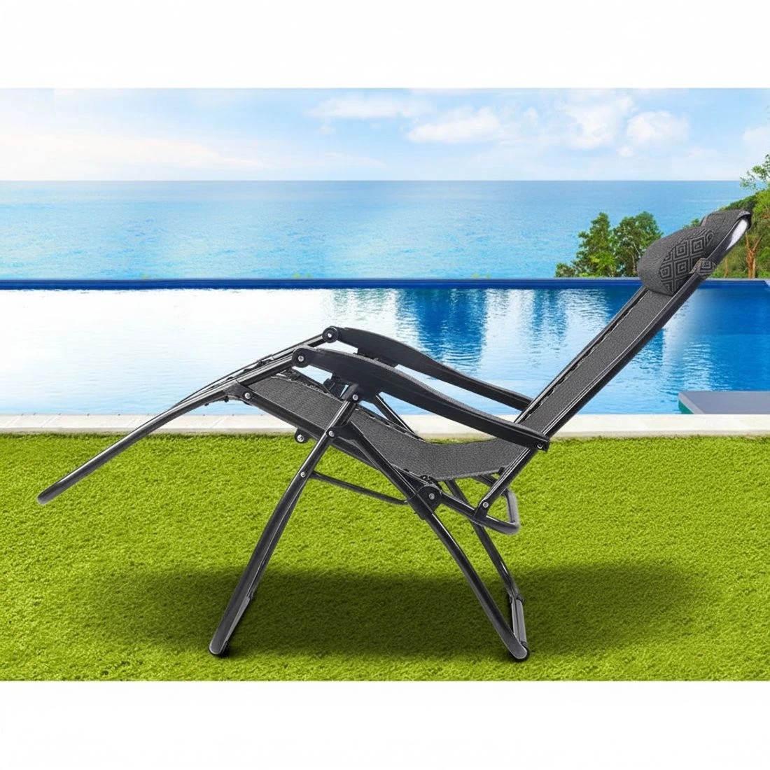 3 Gardeon Zero Gravity Chair Folding Outdoor Recliner Adjustable Sun Lounge Camping - Beige, 3 of 8