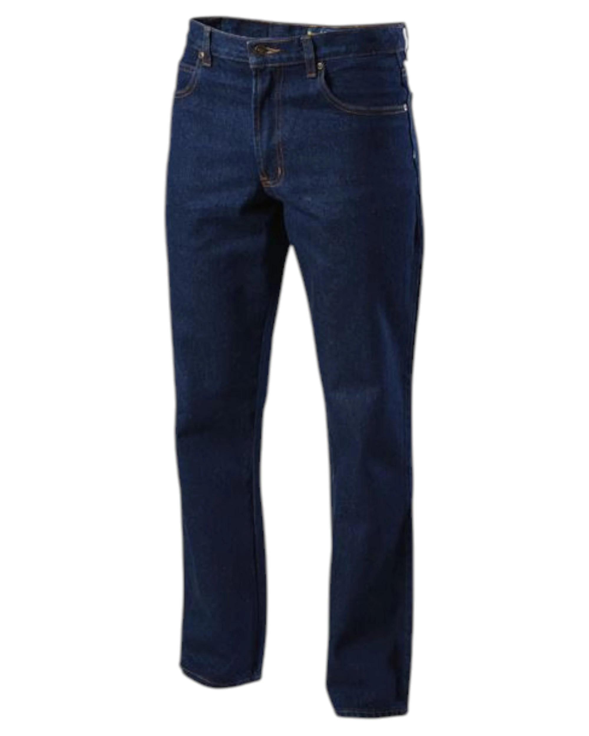 1 Hard Yakka Mens Heavy Duty Washed Denim Work Jeans NAVY, 1 of 1