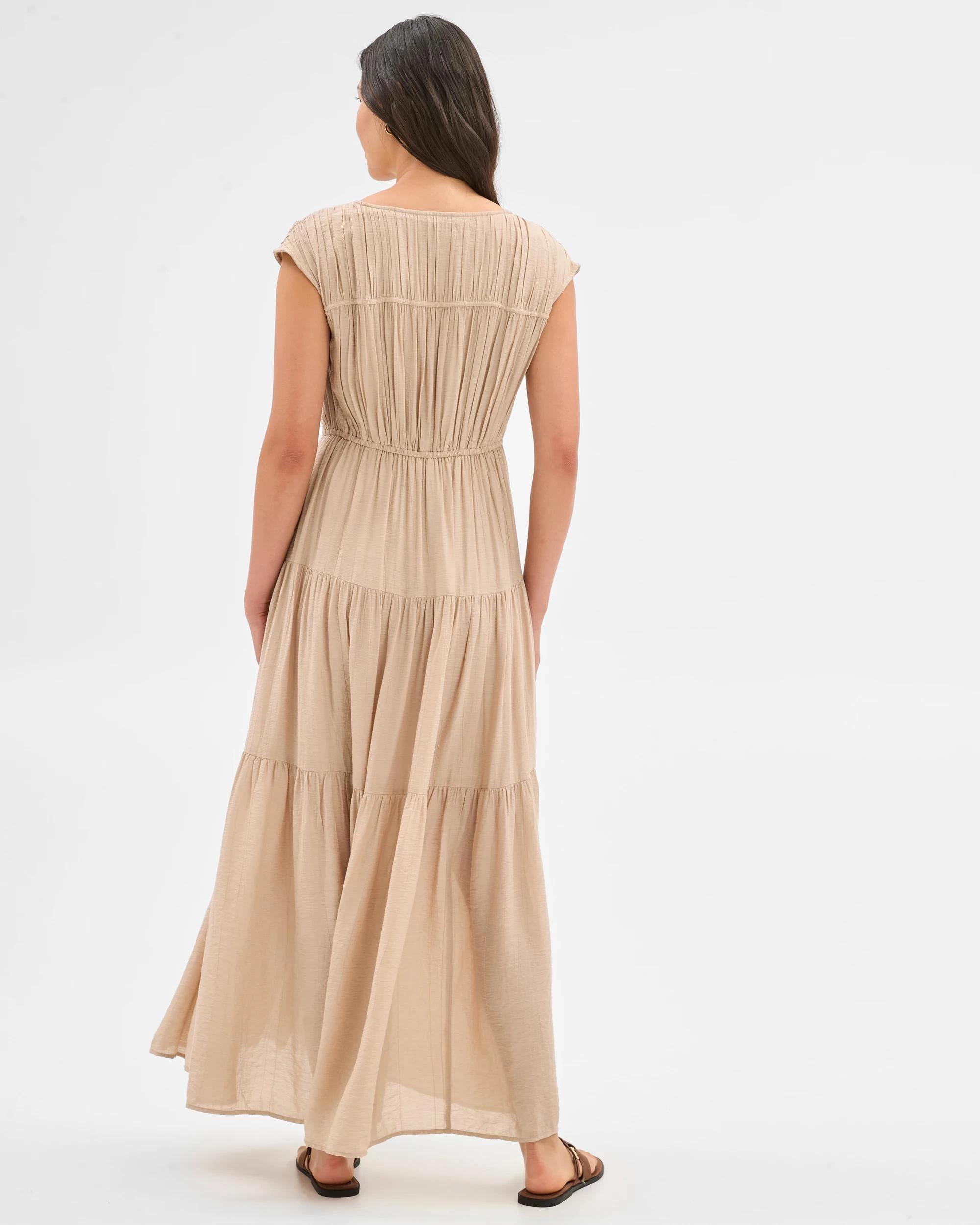 7 Sleeveless Crinkle Dress - Preview BEIGE, 7 of 7