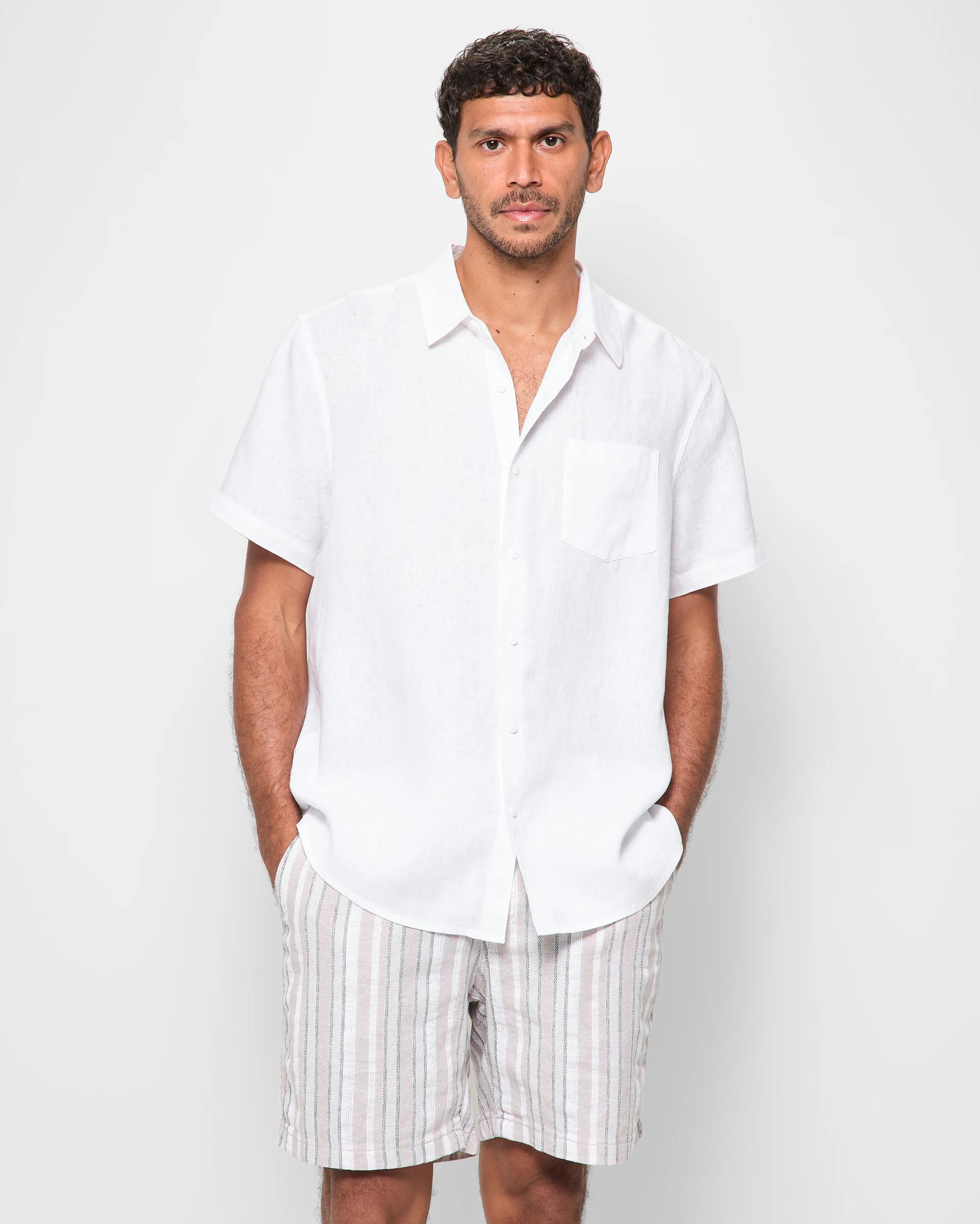 1 Target European Linen Short Sleeve Shirt WHITE, 1 of 9