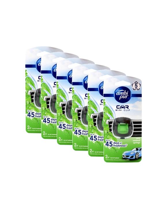 Ambi Pur 6PK Car Mini Clip Air Freshener New Zealand Springs With Intensity Dial - Multi