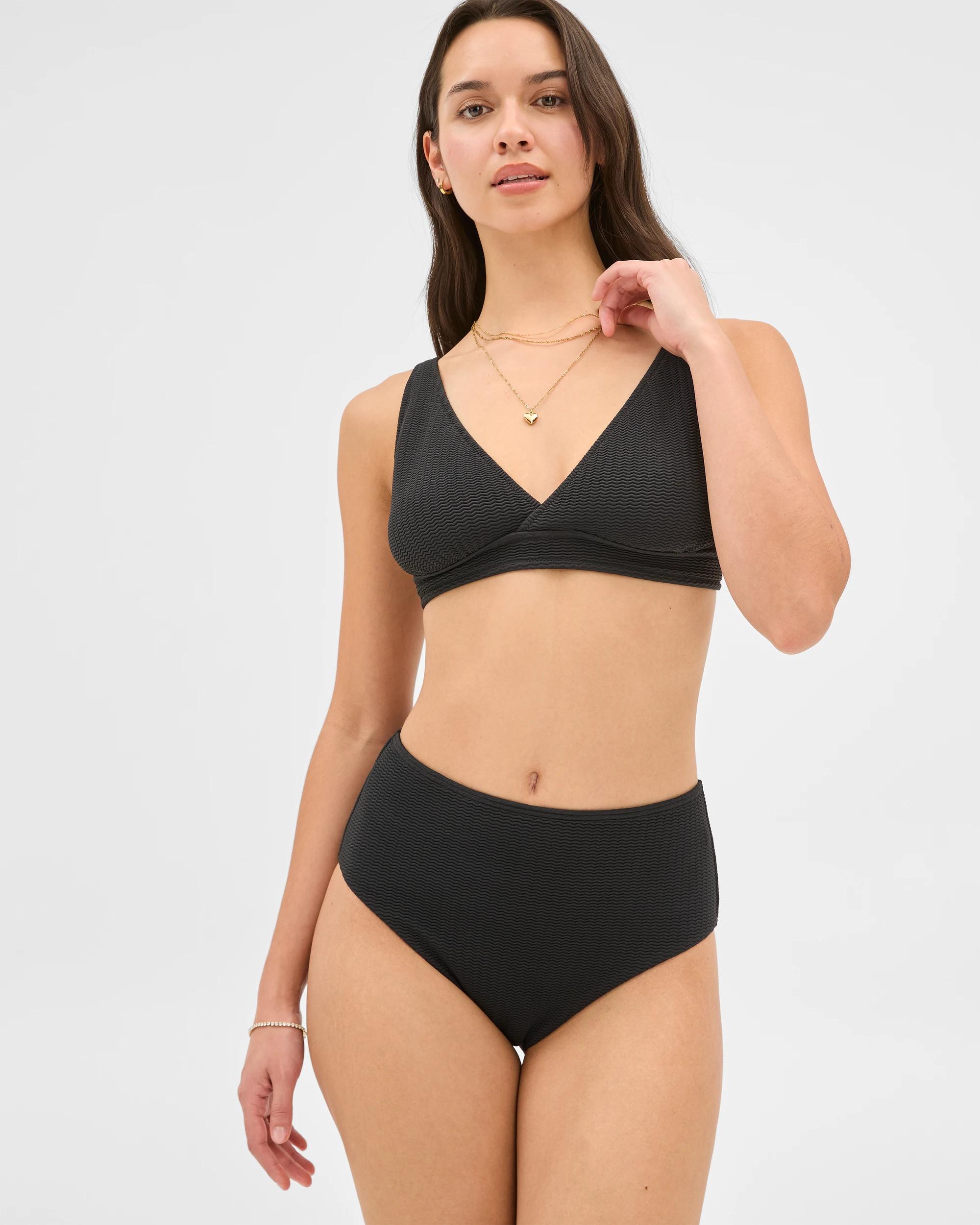 6 Target Resort Crinkle High Waisted Swim Bikini Bottoms BLACK, 6 of 9